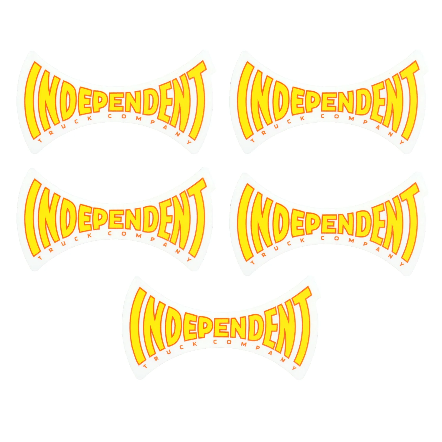 Independent Trucks Mylar Skateboard Stickers Spanning Yellow 4" x 2.25" 5-Pack