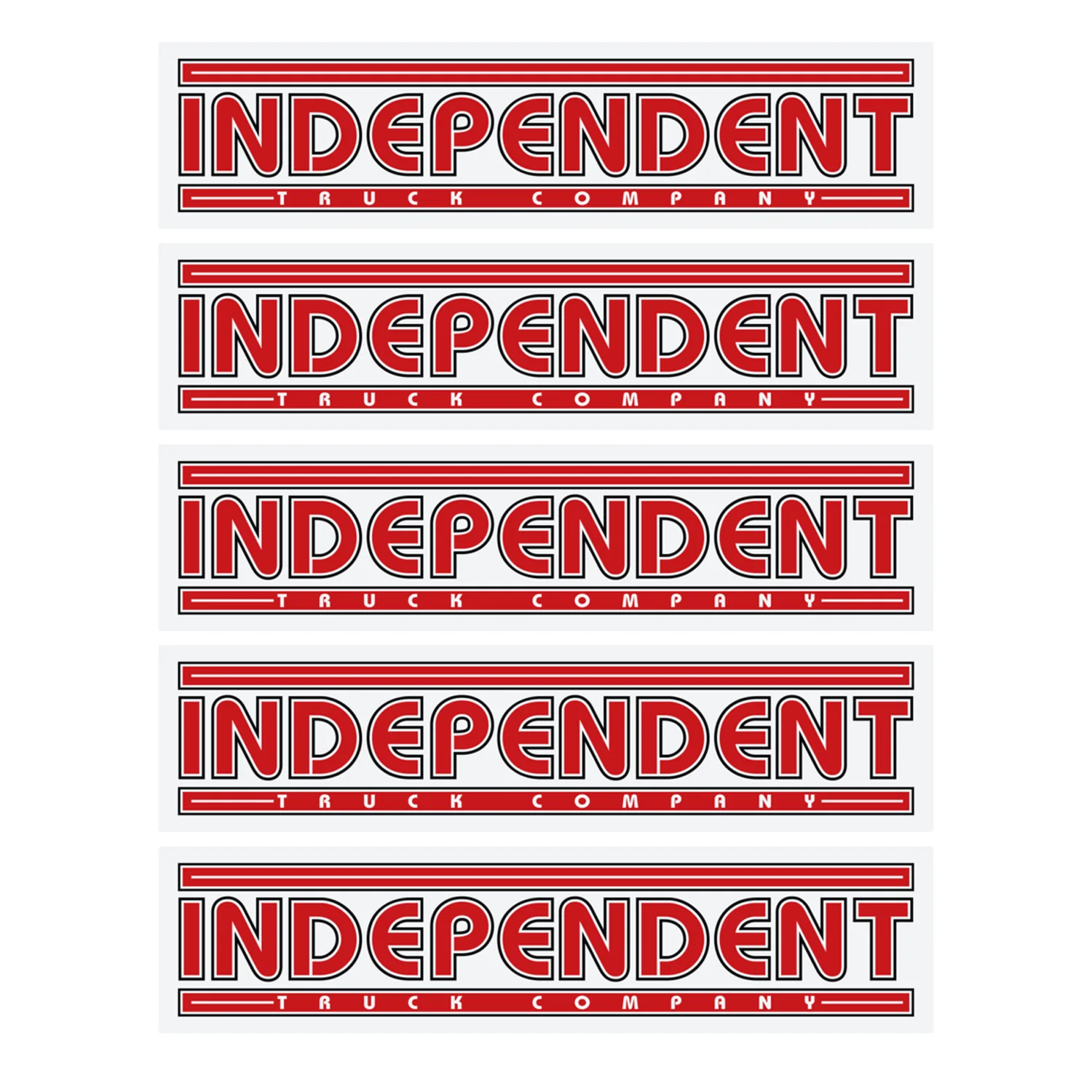 Independent Trucks Mylar Skateboard Stickers T/C Bauhaus Red/Black 6" x 1.5" 5-Pack