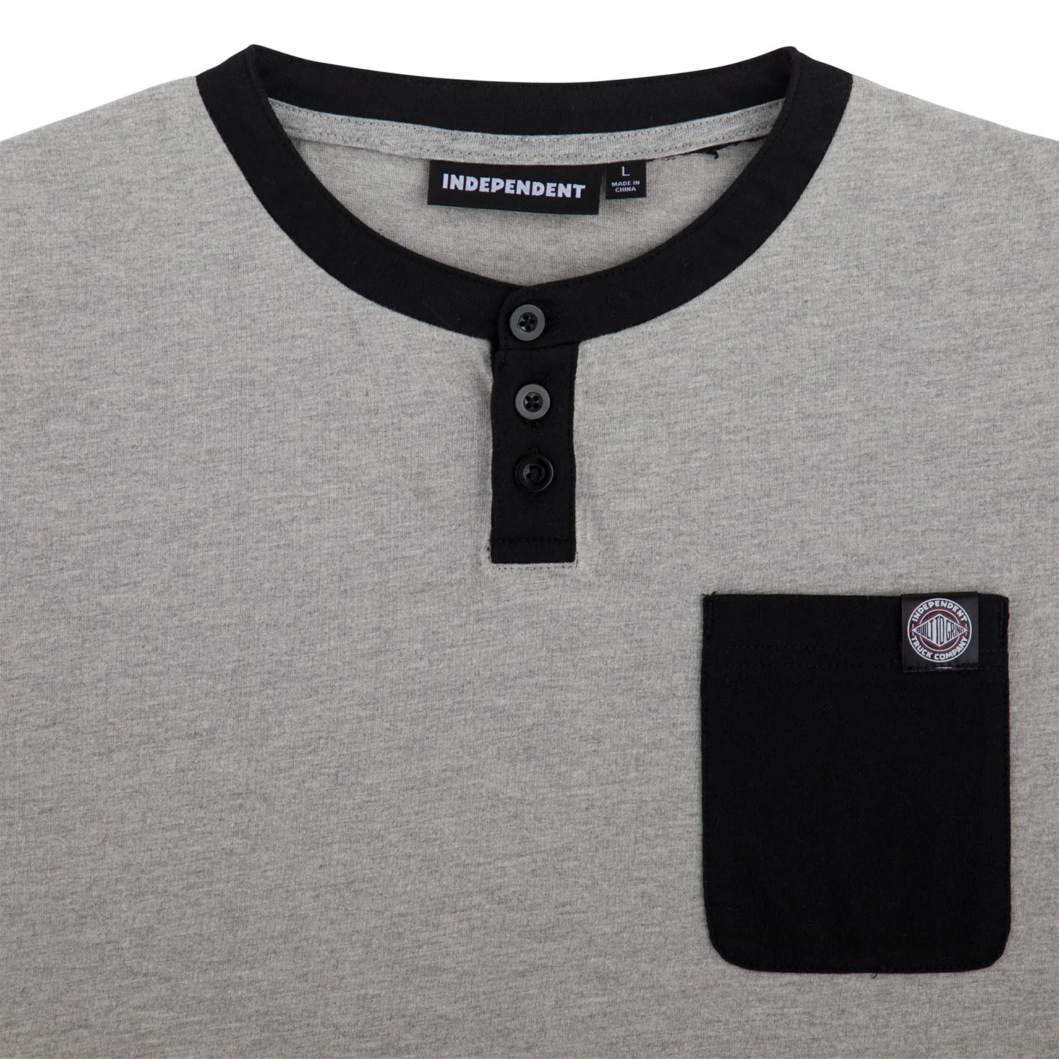 Independent Trucks Shirt BTG Label Henley Heather Grey/Black - Image 3