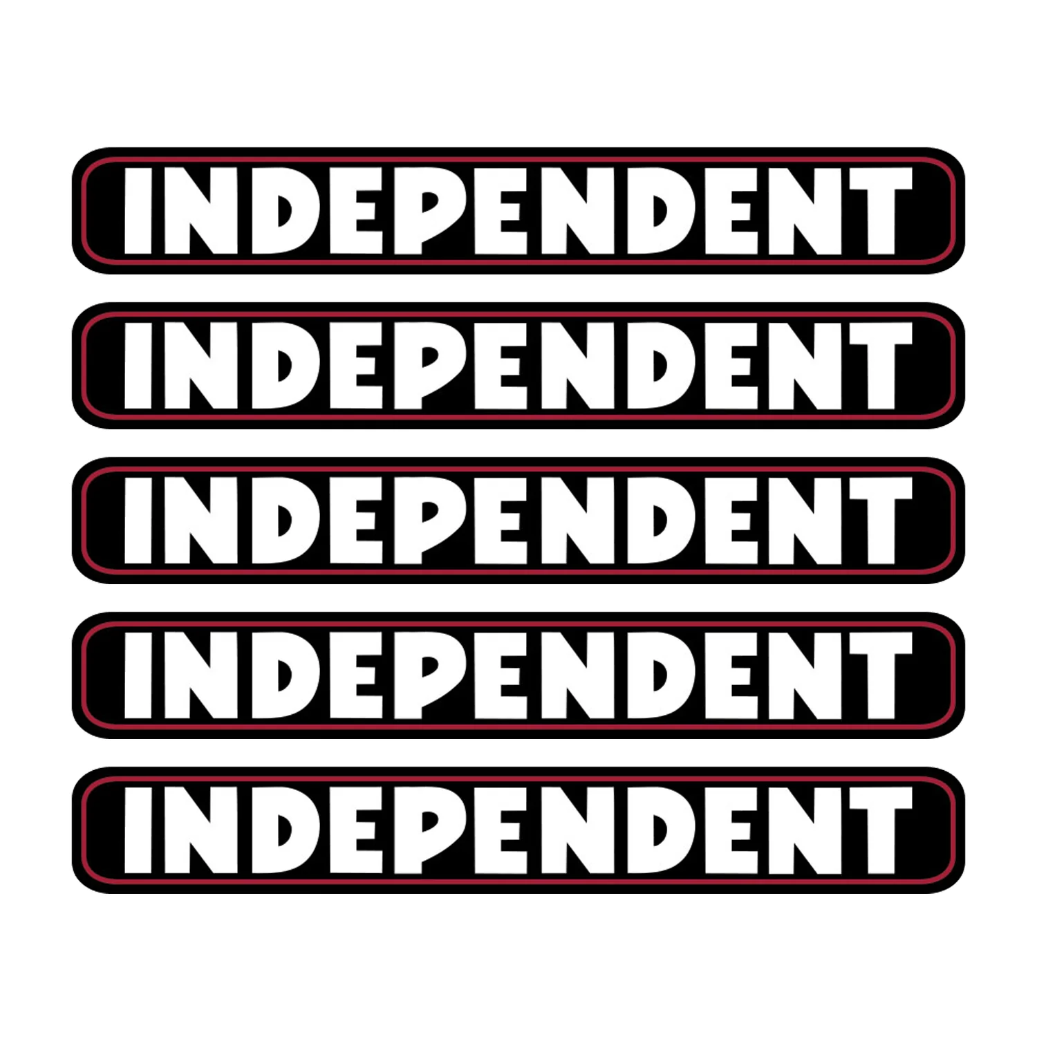 Independent Trucks Vinyl Skateboard Stickers Bar Logo Black/Red/White 8" x 1" 5-Pack