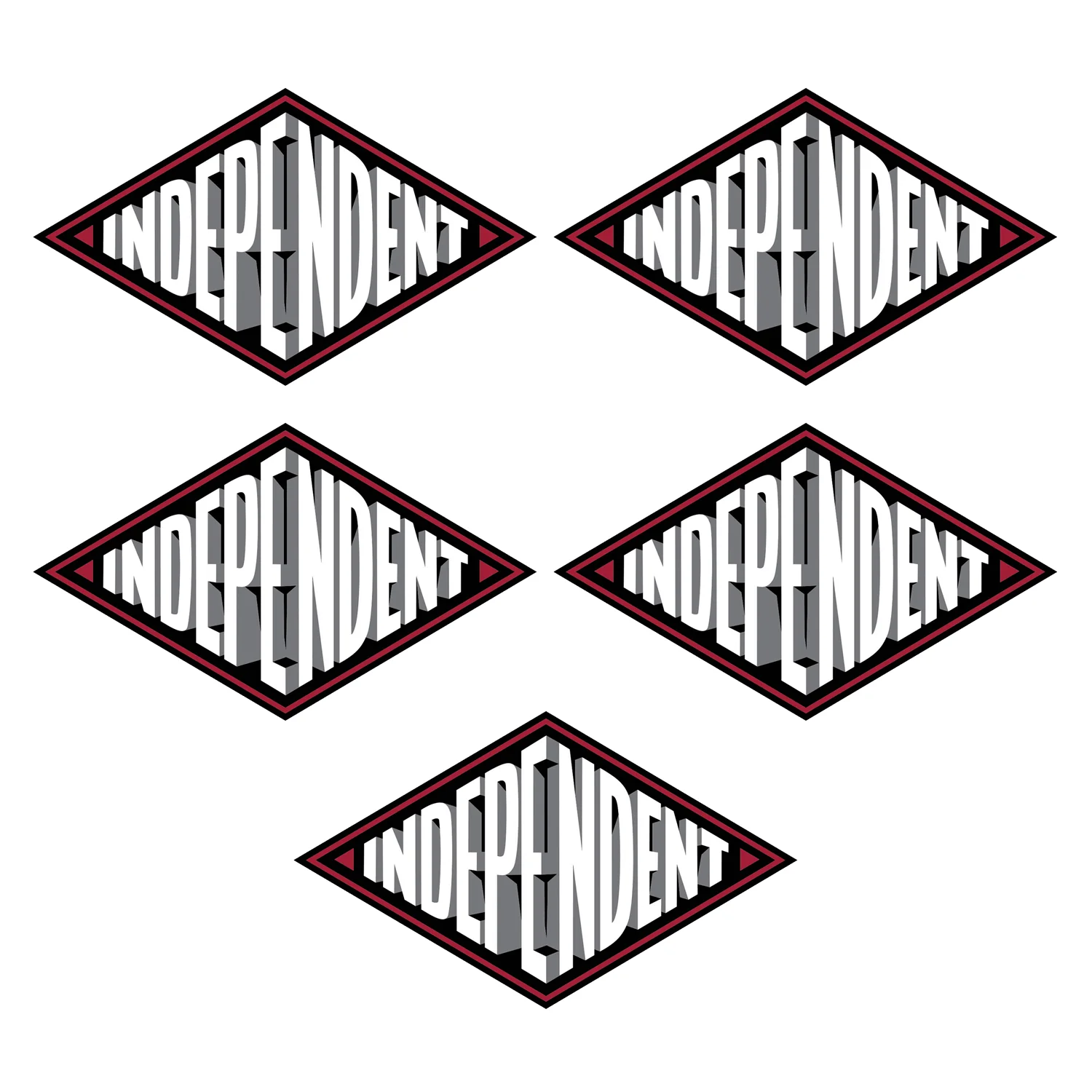 Independent Trucks Vinyl Skateboard Stickers Depth Summit Red/Black/Grey 6" x 3.5" 5-Pack