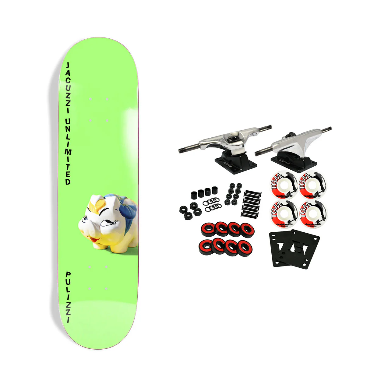 Jacuzzi Skateboard Complete Michael Pulizzi Piggy Neon Green 8.25" x 32"