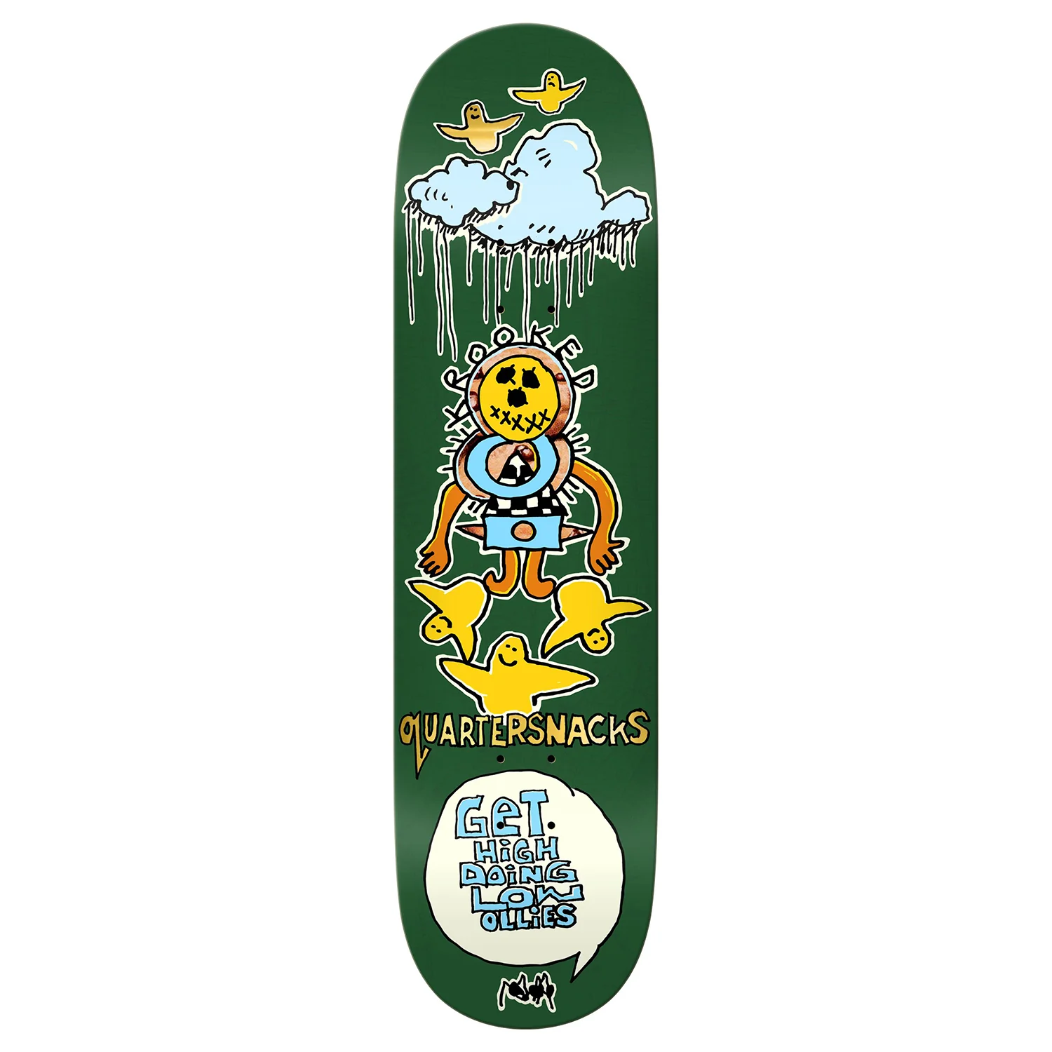 Krooked Skateboard Complete Quarter Snacks Get High Olive 8.25" x 31.5" - Image 2