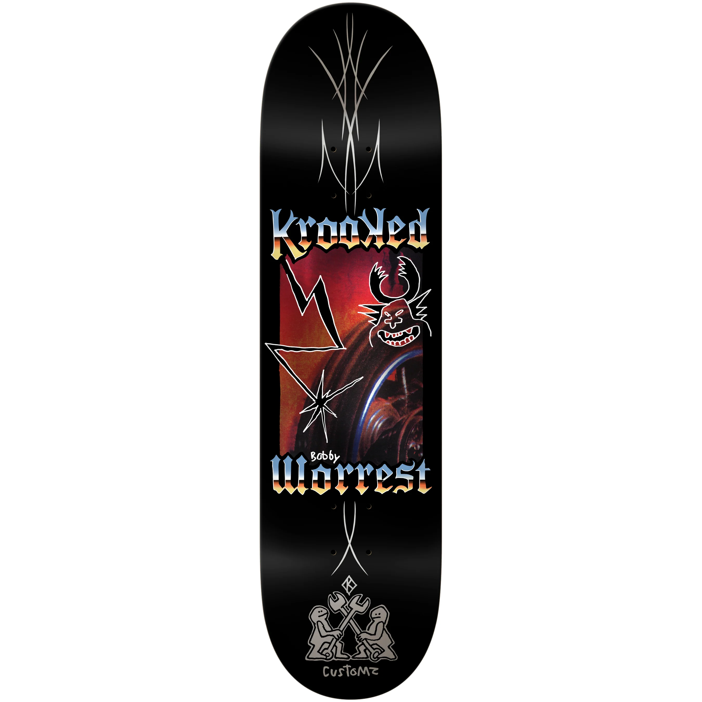 Krooked Skateboard Complete Worrest Chrome Zone Twin Tail 8.3" x 31.9" - Image 2