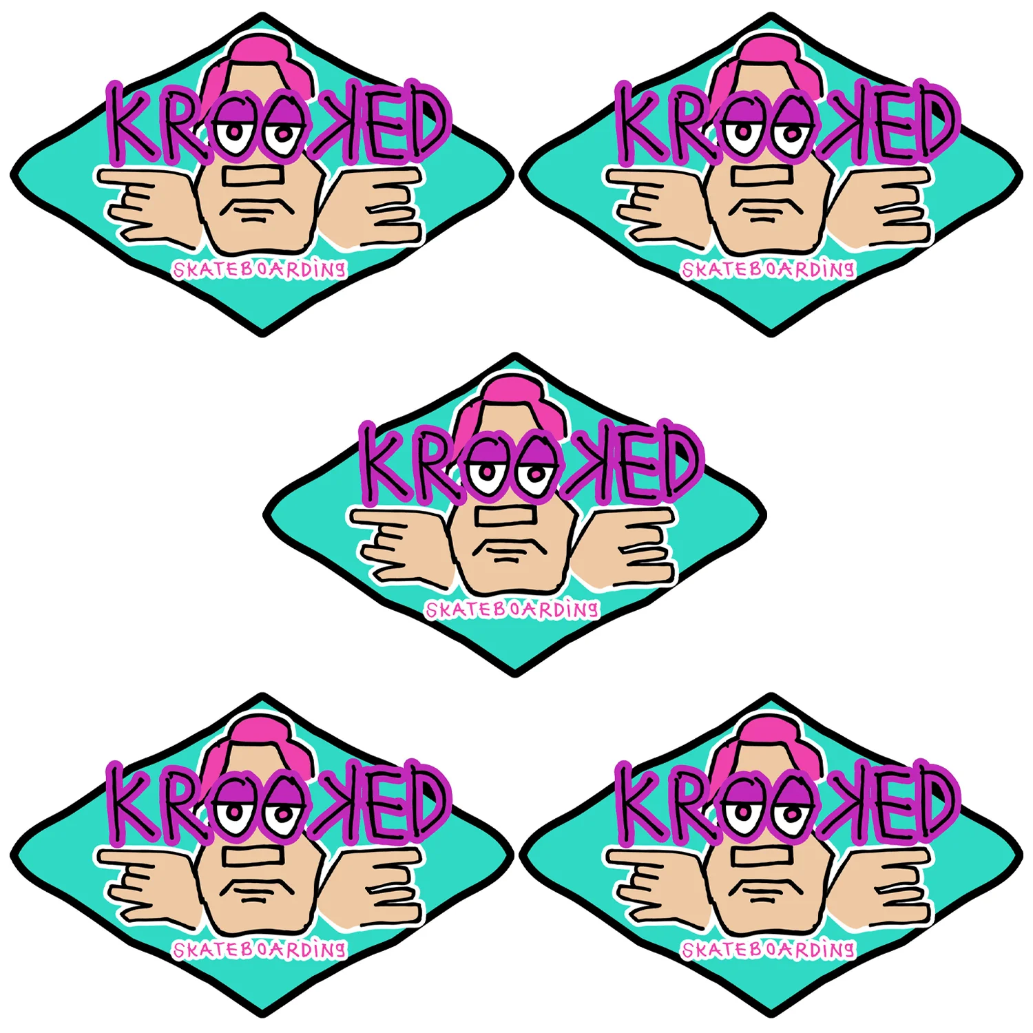 Krooked Skateboard Sticker Arketype Blue 6.25" x 4.5" 5-Pack