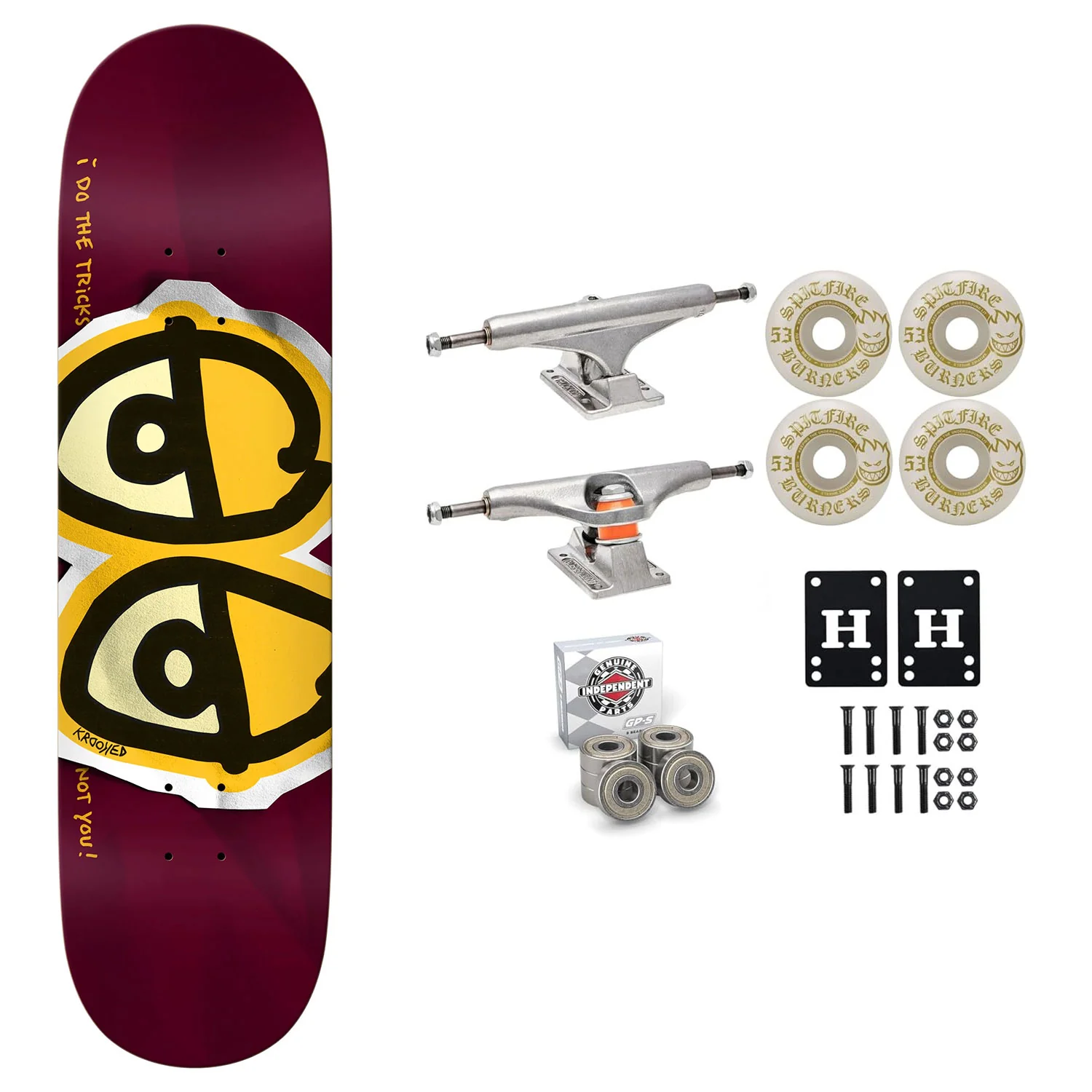 Krooked Skateboard Wine DBX Basalt 8.5" Independent Spitfire Premium Kit