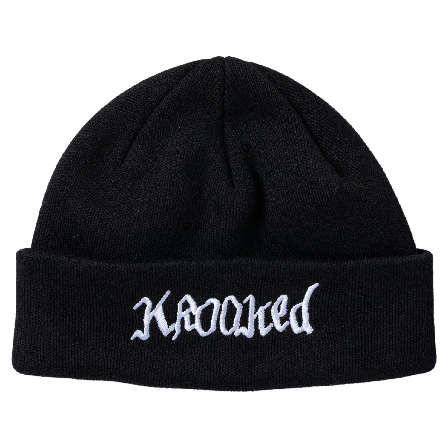 Krooked Skateboards Beanie Double OK Script Cuff Black/White Black