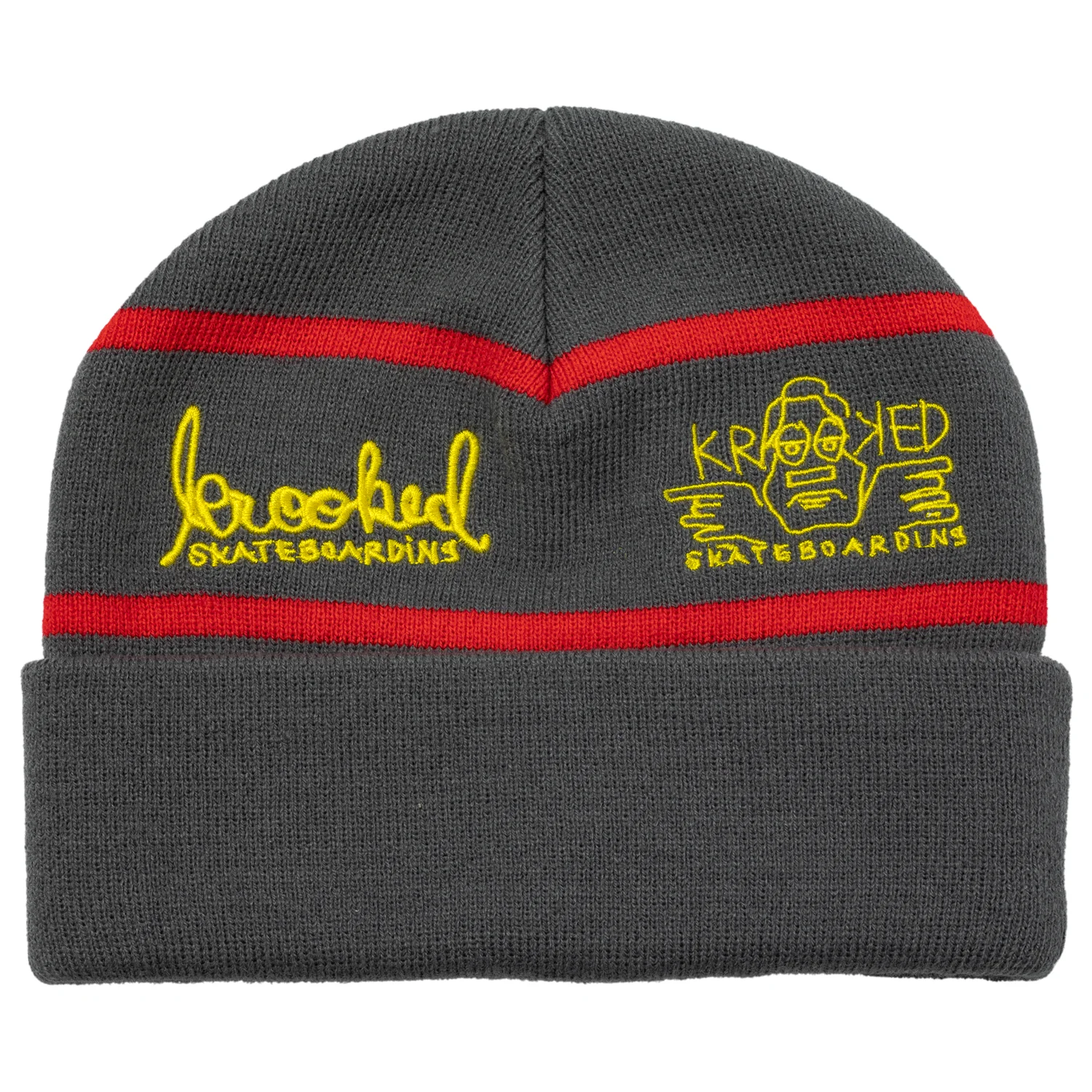Krooked Skateboards Beanie Naskar Cuff Charcoal - Image 2