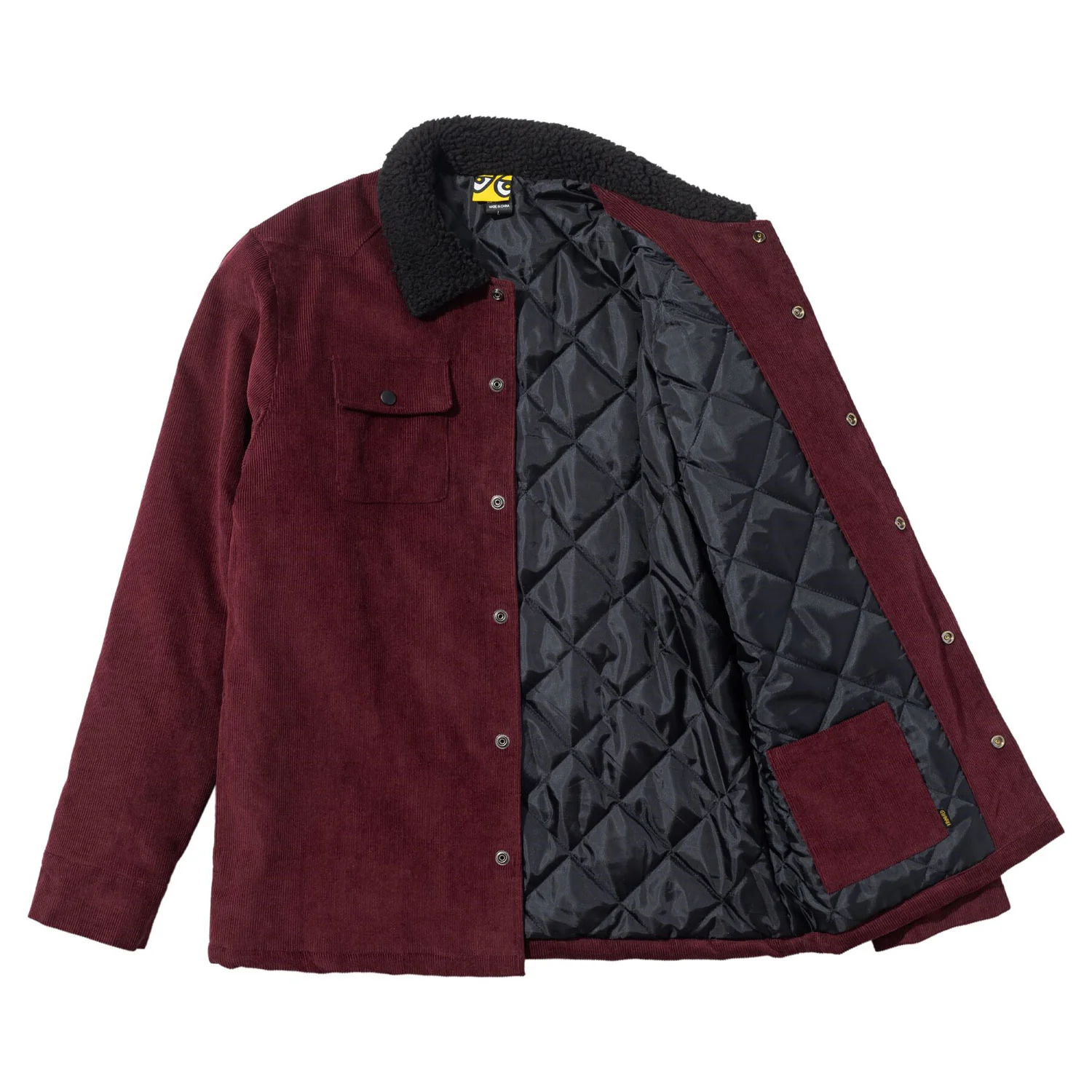 Krooked Skateboards Coat Skript Corduroy Jacket Burgundy - Image 3