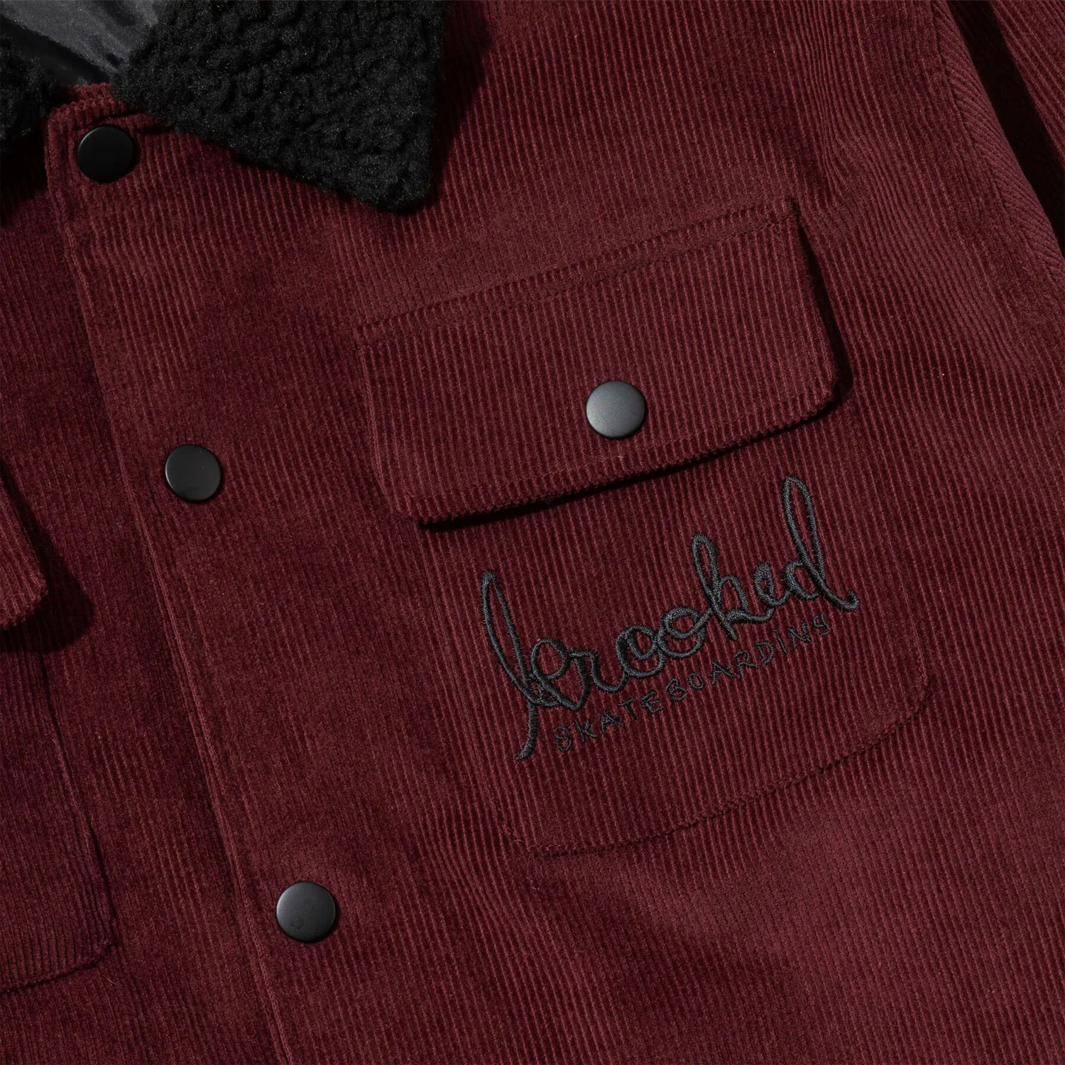 Krooked Skateboards Coat Skript Corduroy Jacket Burgundy - Image 5