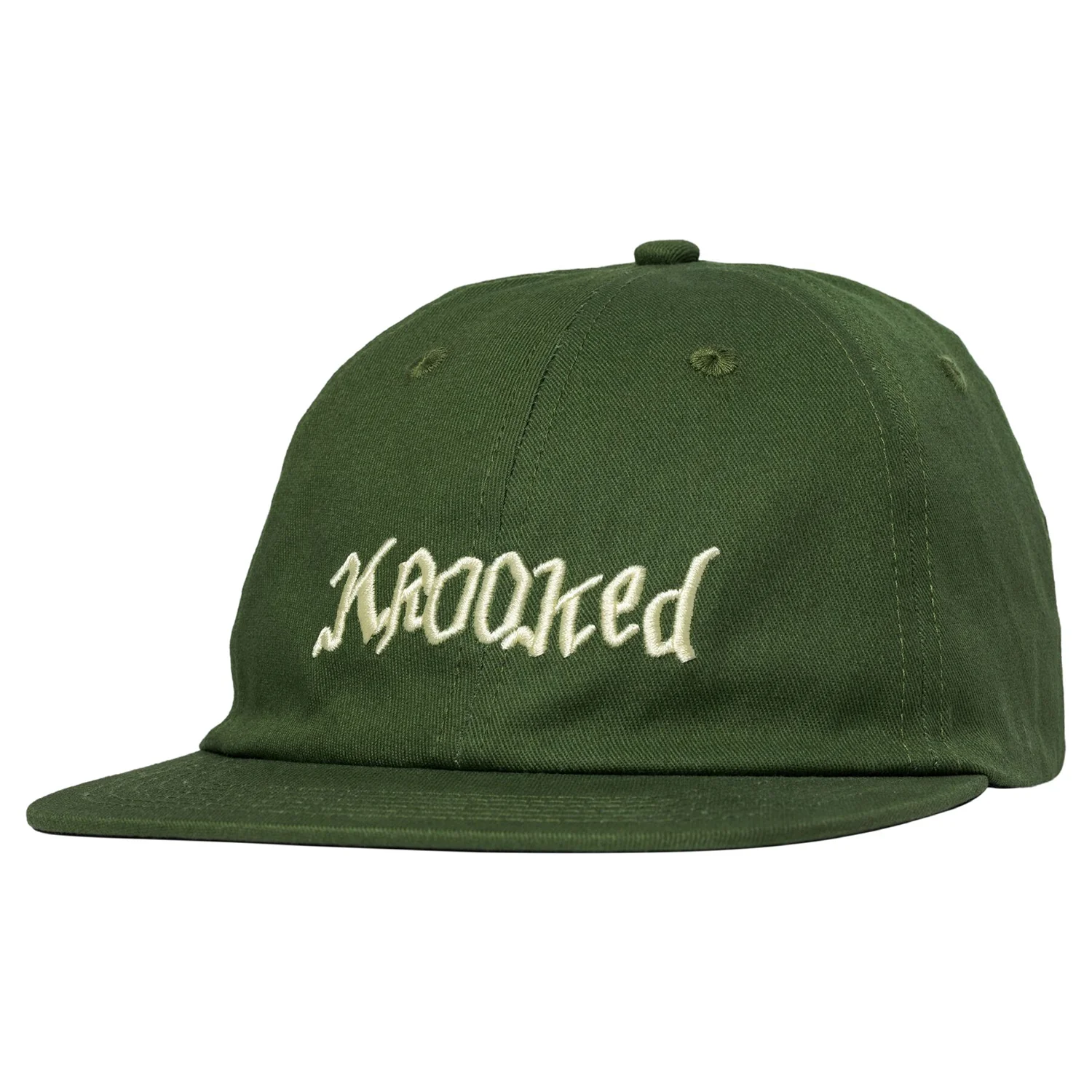 Krooked Skateboards Hat Double OK Script Strapback Olive/Cream