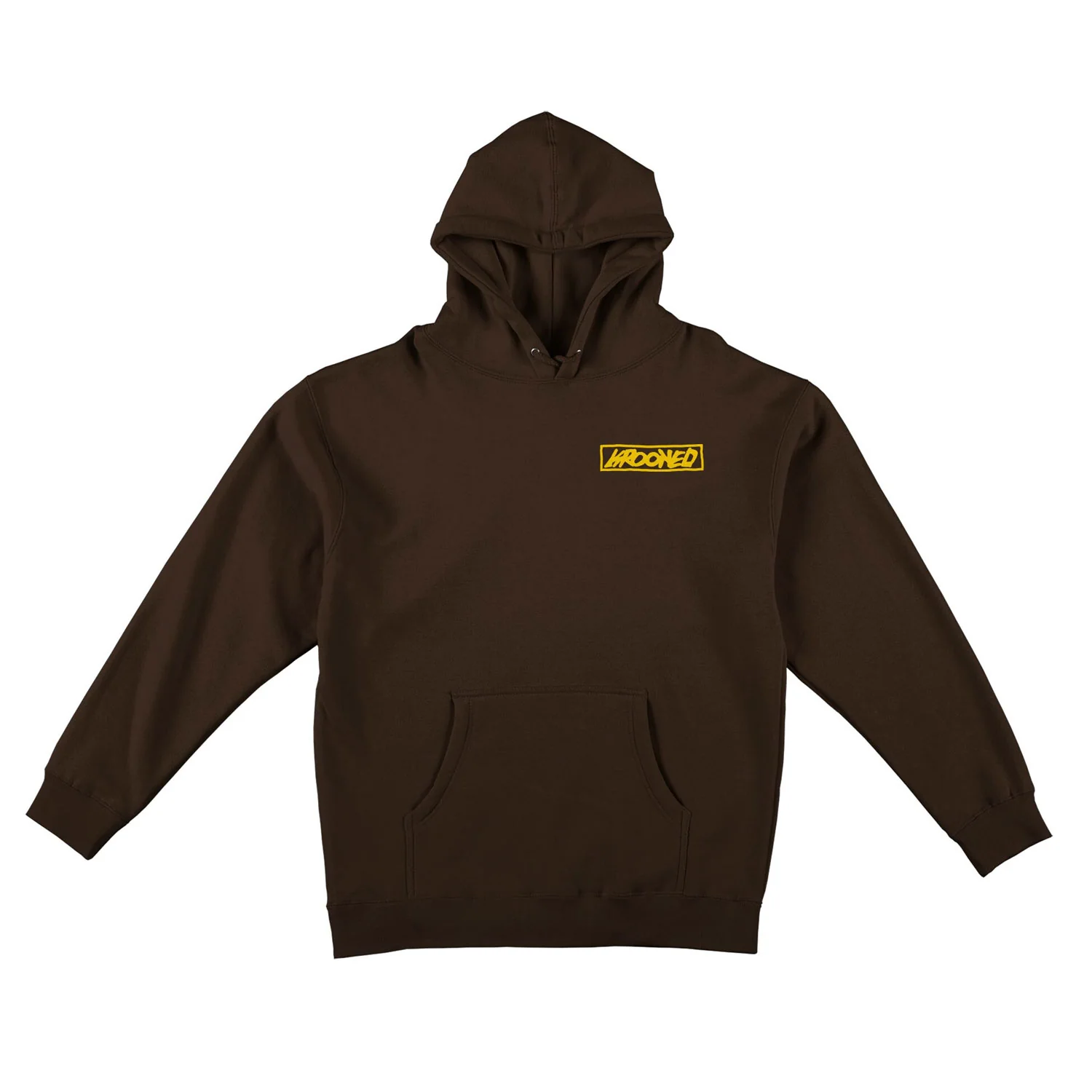 Krooked Skateboards Hoody Moonsmile Raw Pullover Brown/Yellow - Image 2