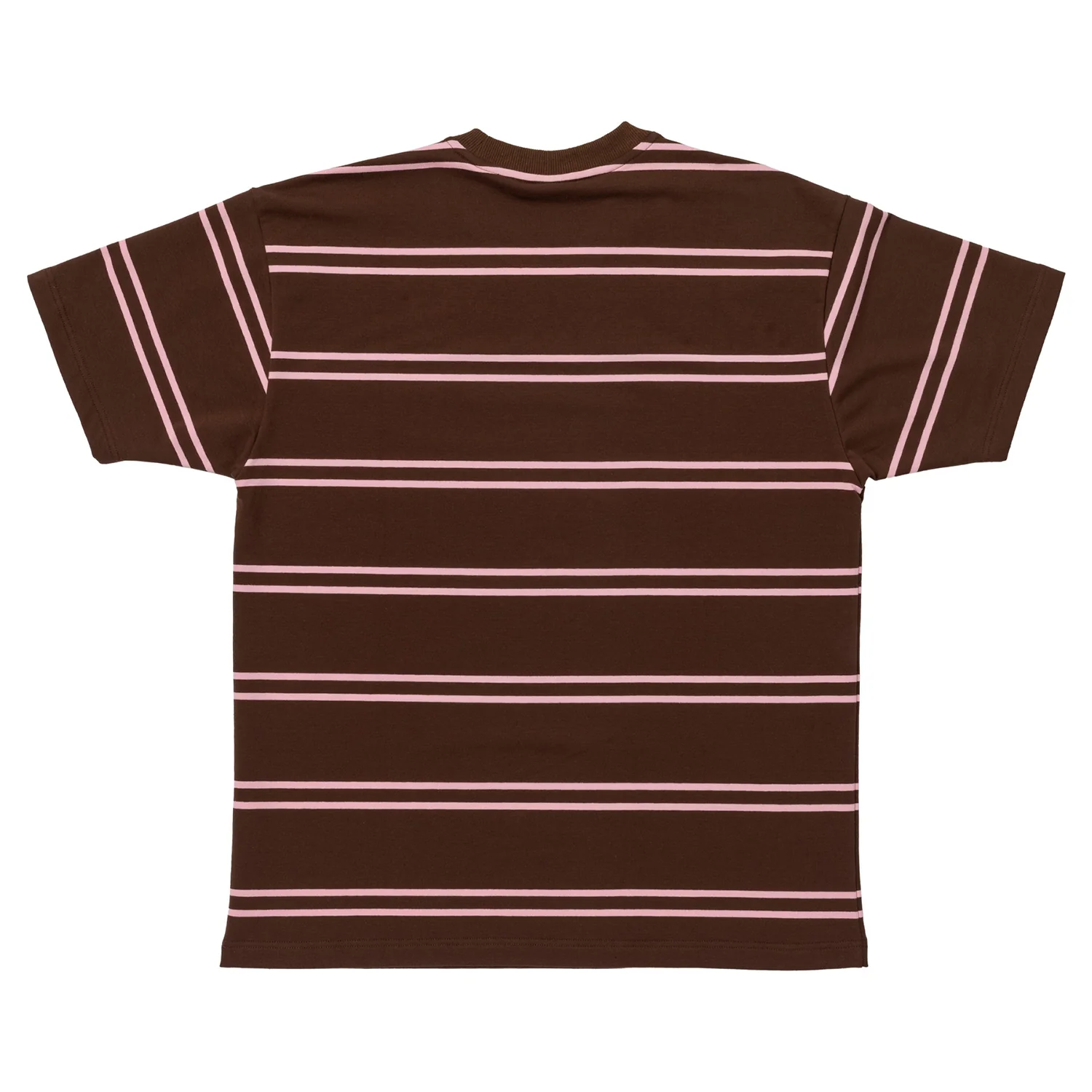 Krooked Skateboards Shirt Eyes Embroidered Stripe Brown/Pink - Image 2