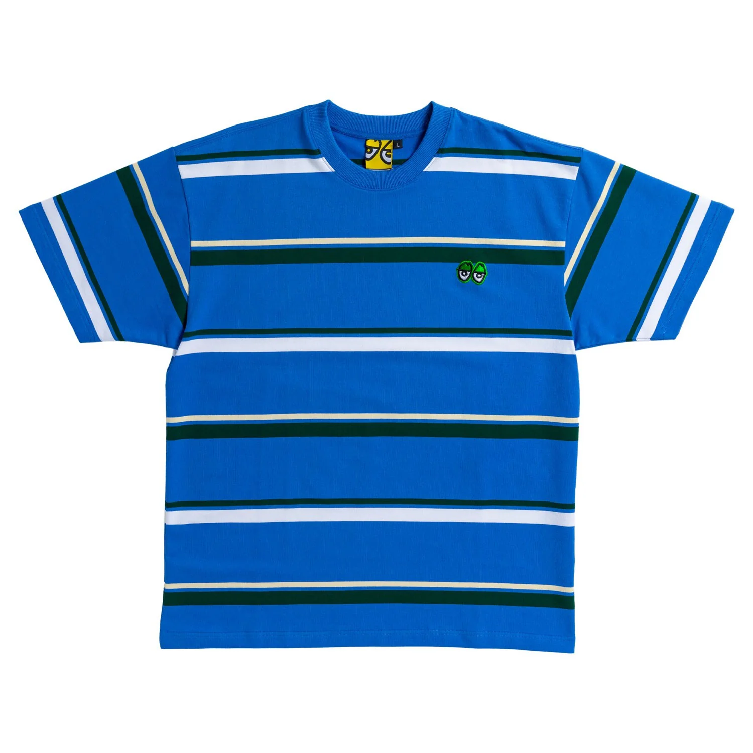 Krooked Skateboards Shirt Eyes Embroidered Stripe Multi/Green