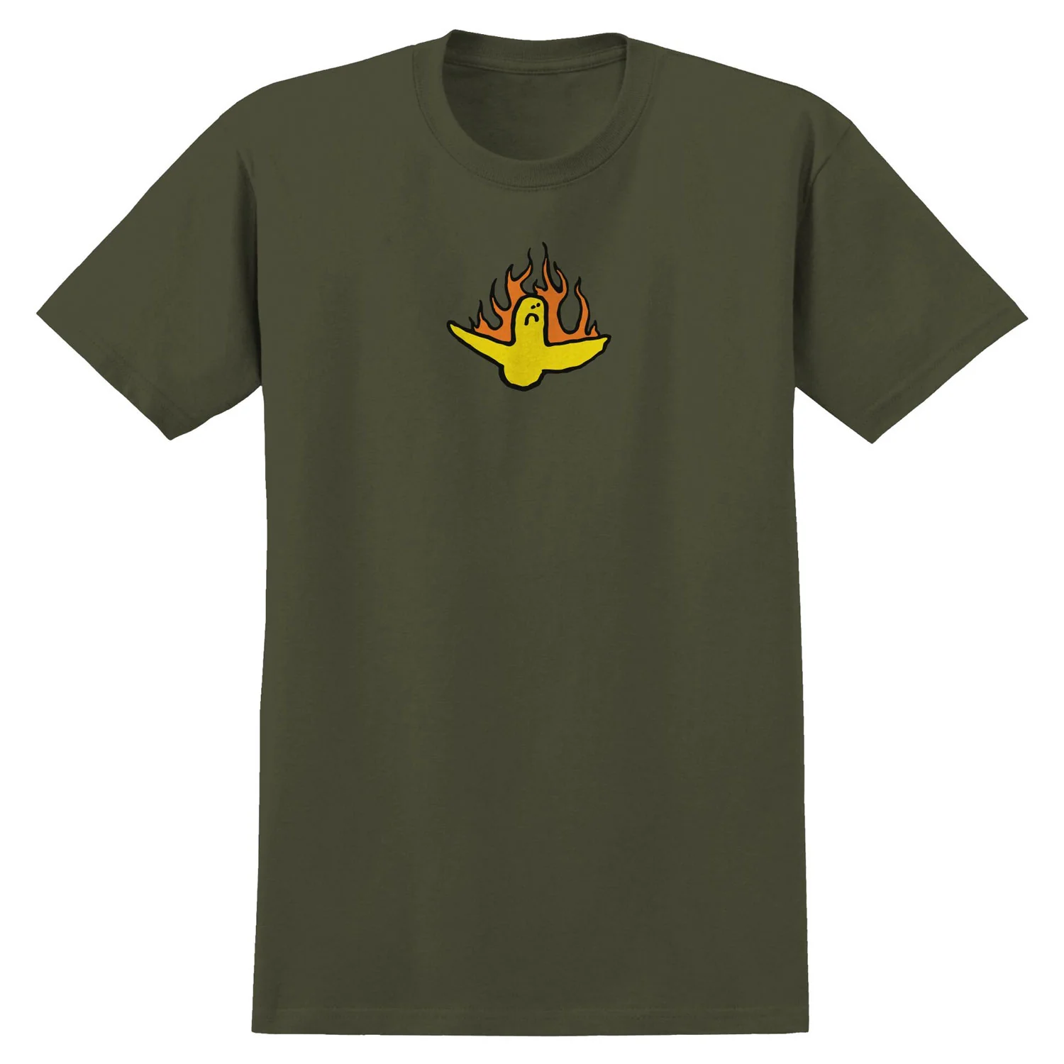 Krooked Skateboards Shirt Firebird Military Green