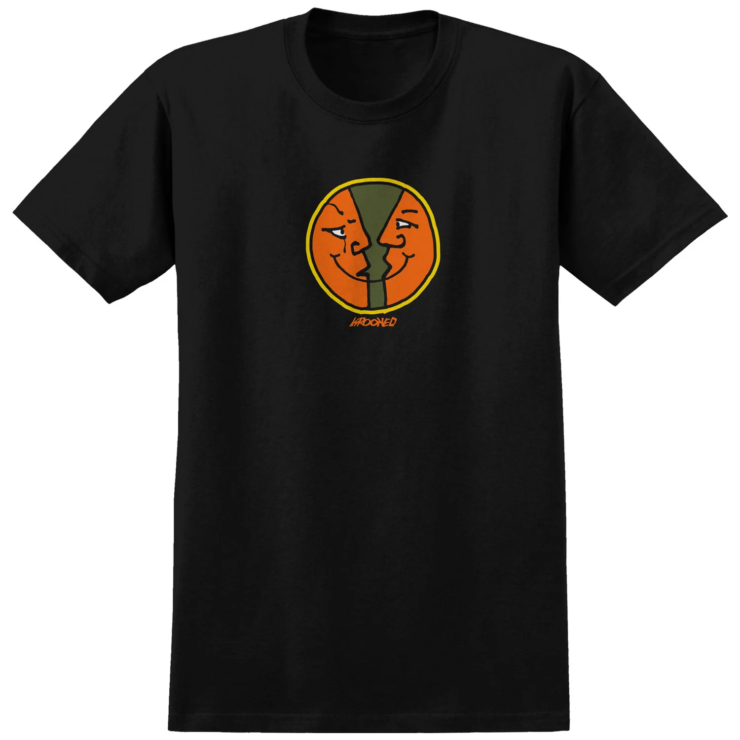 Krooked Skateboards Shirt Moonsmile Round Black