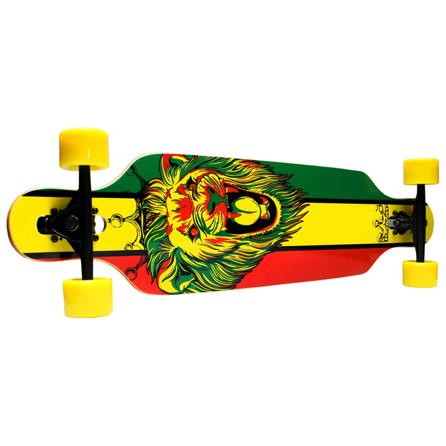Krown Longboard Complete Elite Drop Through Rasta Lion - Yellow Wheels - Image 4
