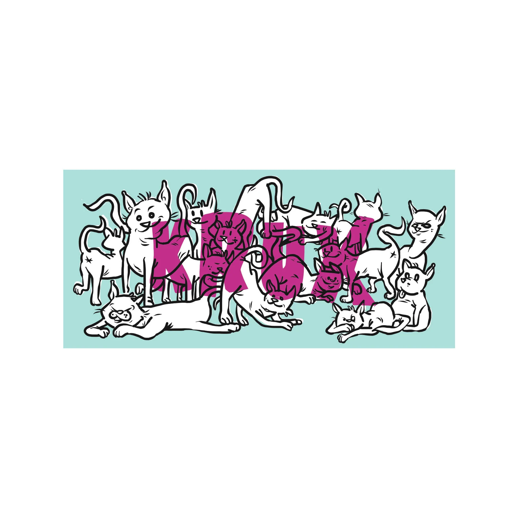 Krux Skateboard Trucks Sticker Cat Party Blue/Pink 3.5"