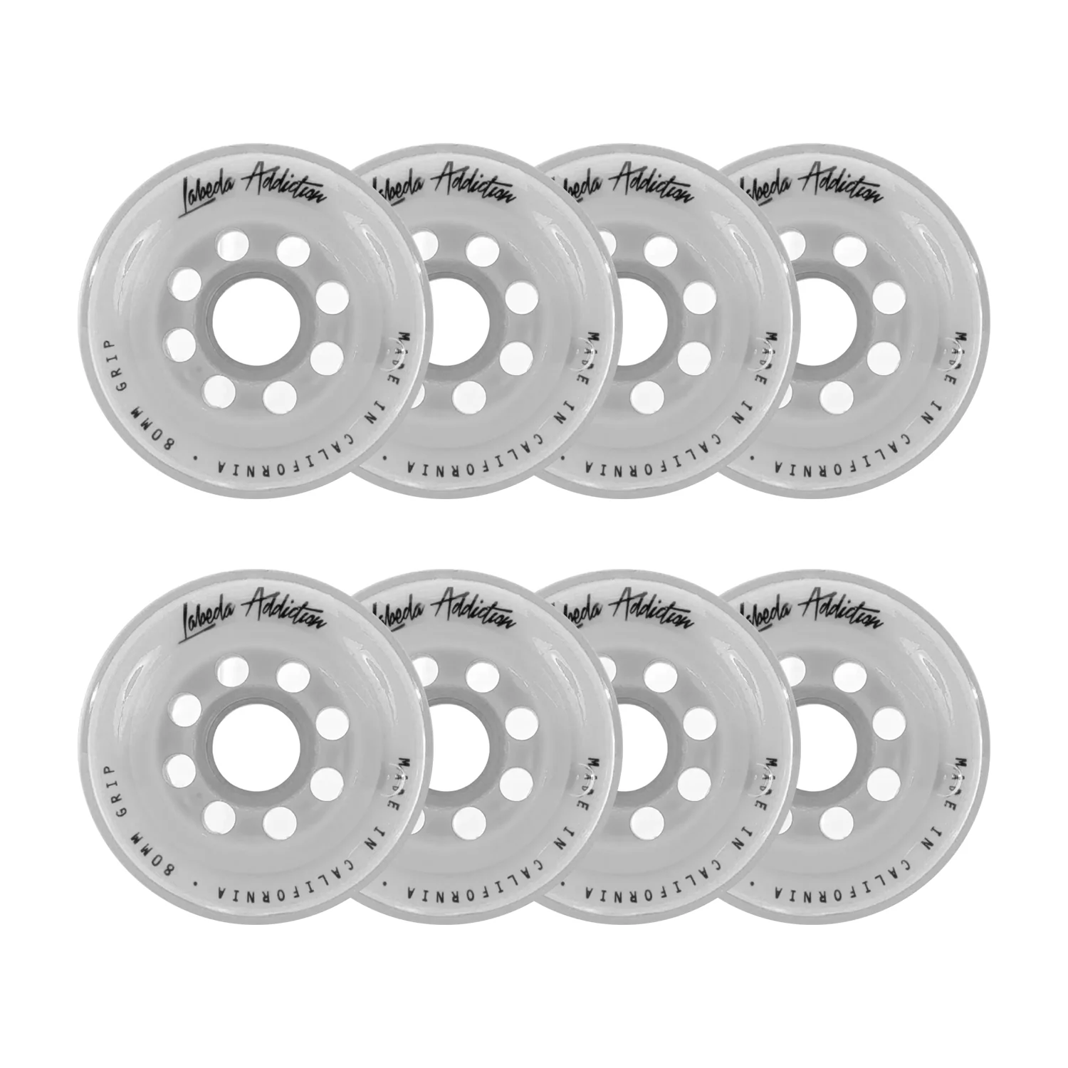 Labeda Roller Hockey Wheels - Addiction 80mm 76A White (8-Pack)