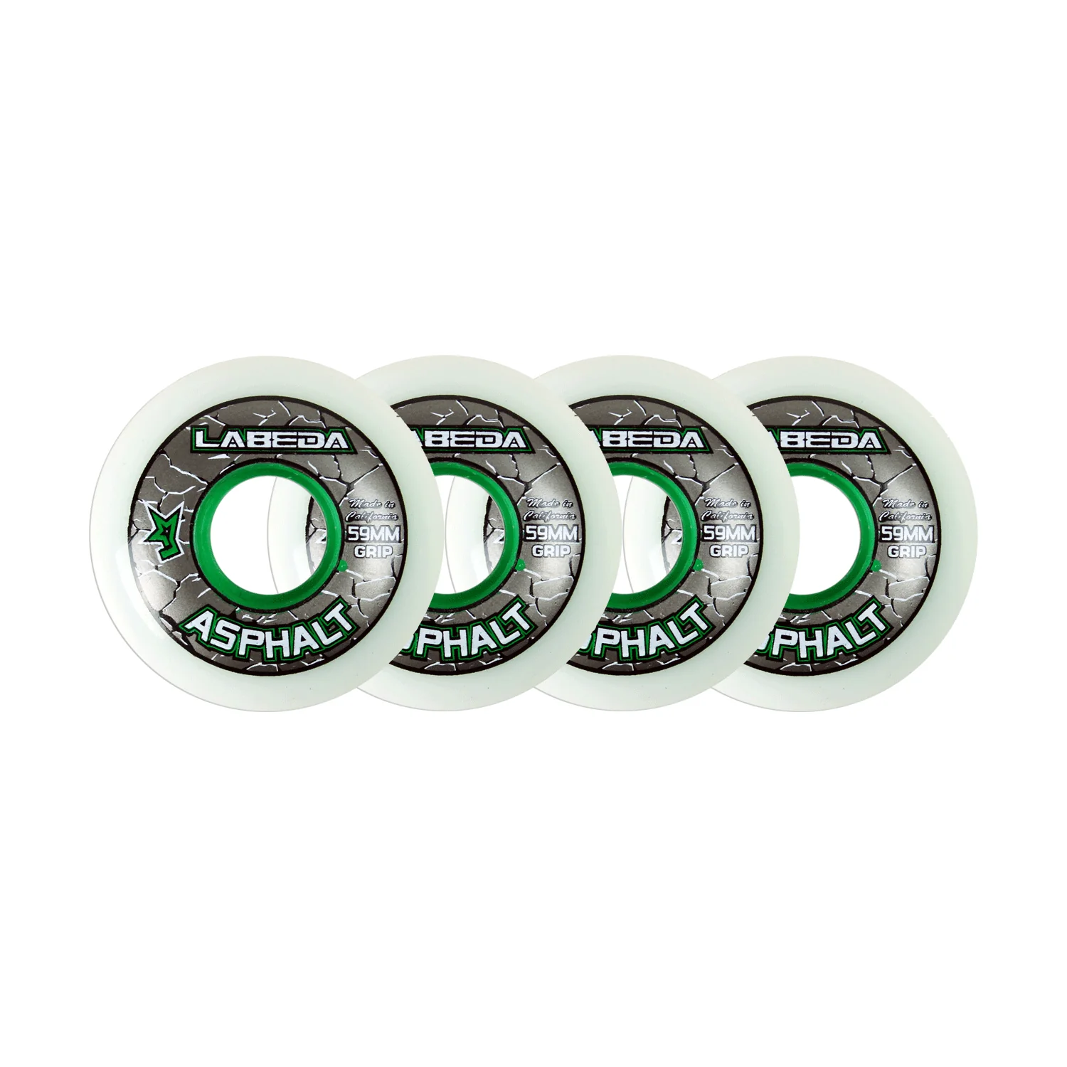 Labeda Roller Hockey Wheels - Asphalt Gripper 59mm 83A White (4-Pack)