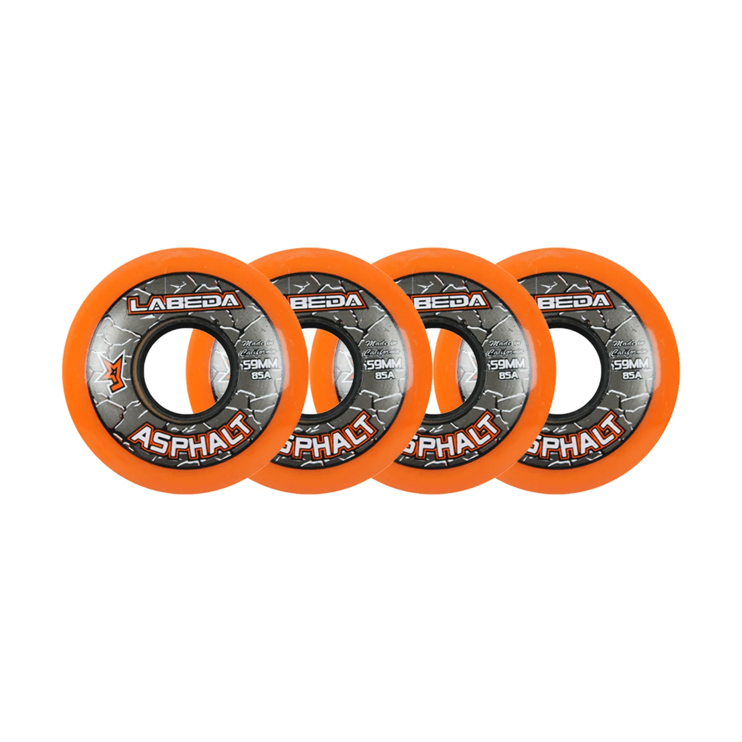 Labeda Roller Hockey Wheels - Asphalt Gripper 59mm 85A Orange (4-Pack)