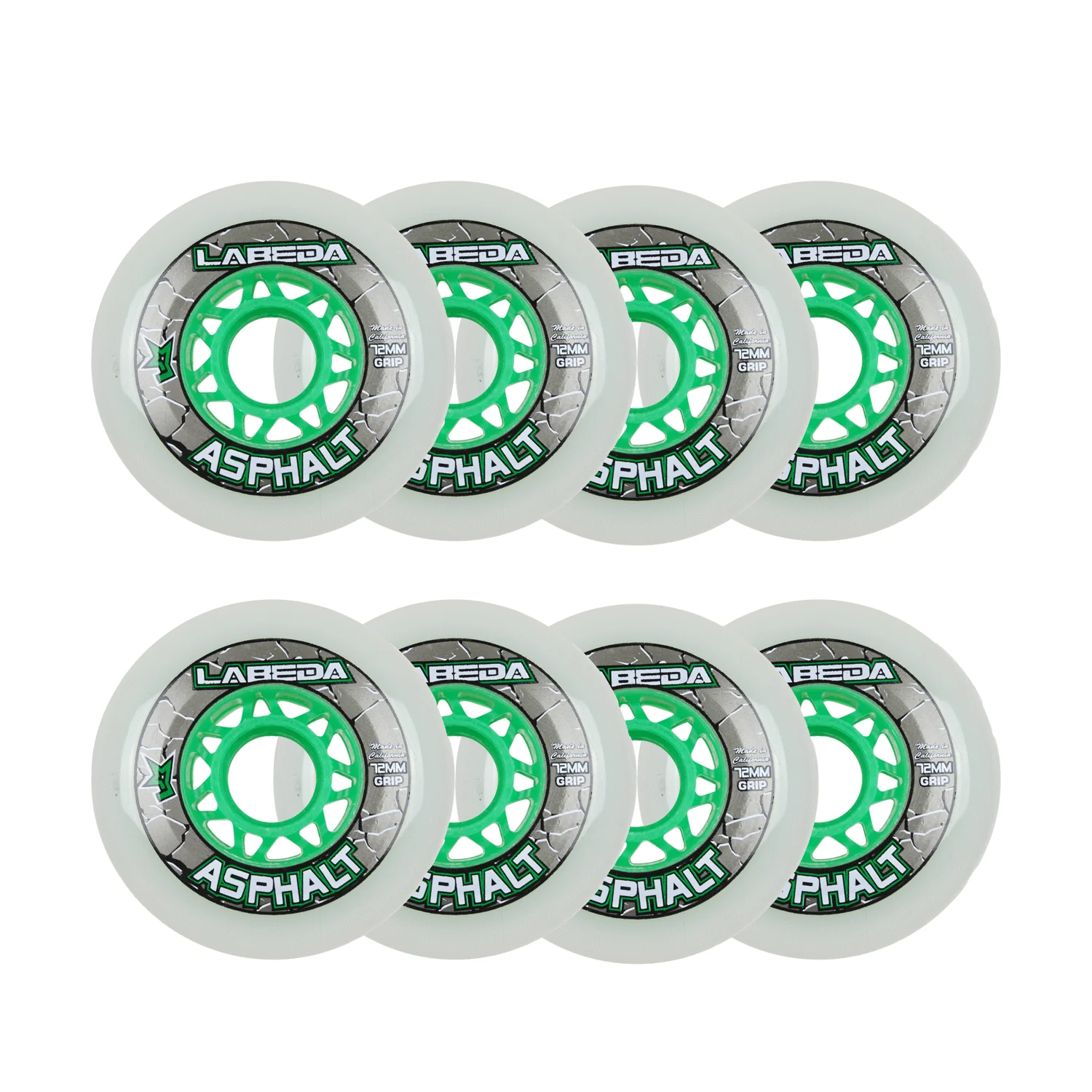 Labeda Roller Hockey Wheels - Asphalt Gripper 72mm 83A White (8-Pack)