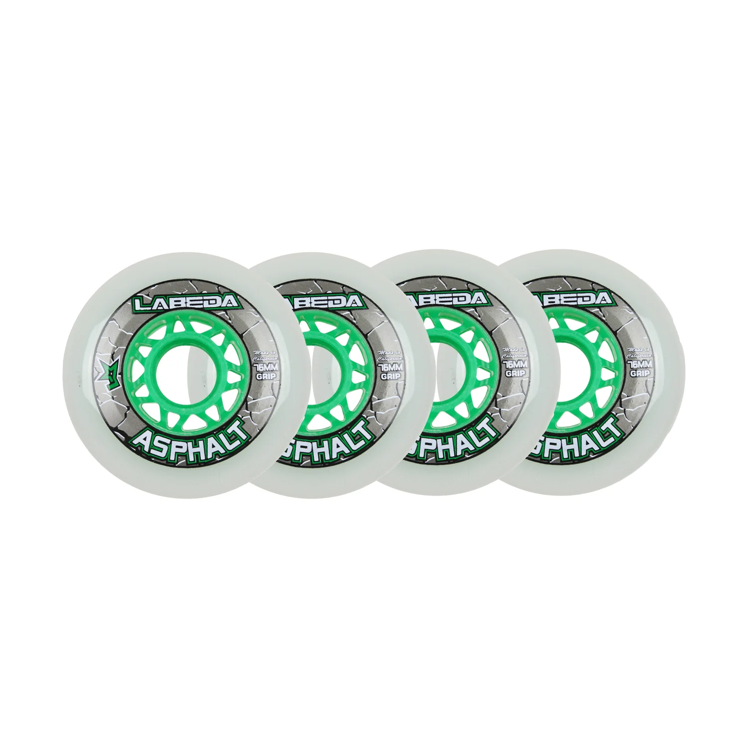 Labeda Roller Hockey Wheels - Asphalt Gripper 76mm 83A White (4-Pack)