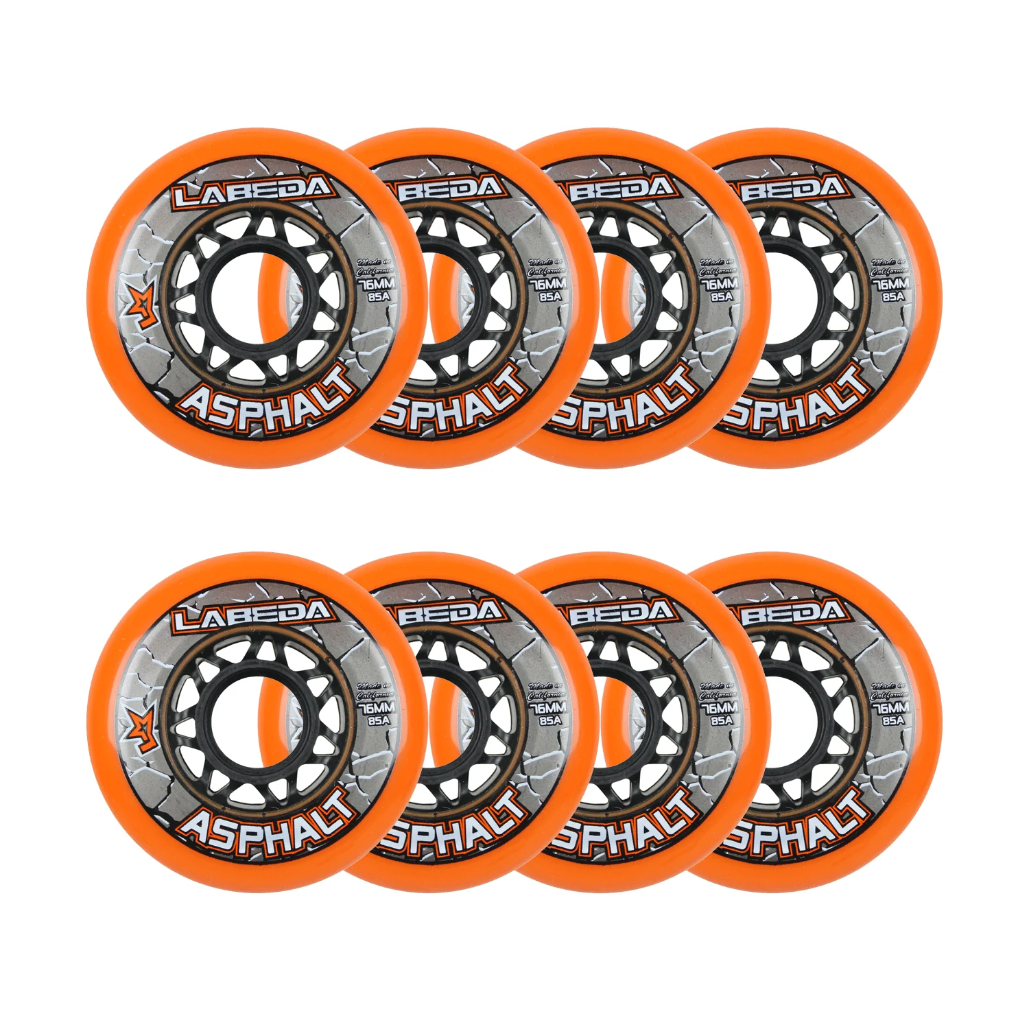 Labeda Roller Hockey Wheels - Asphalt Gripper 76mm 85A Orange (8-Pack)