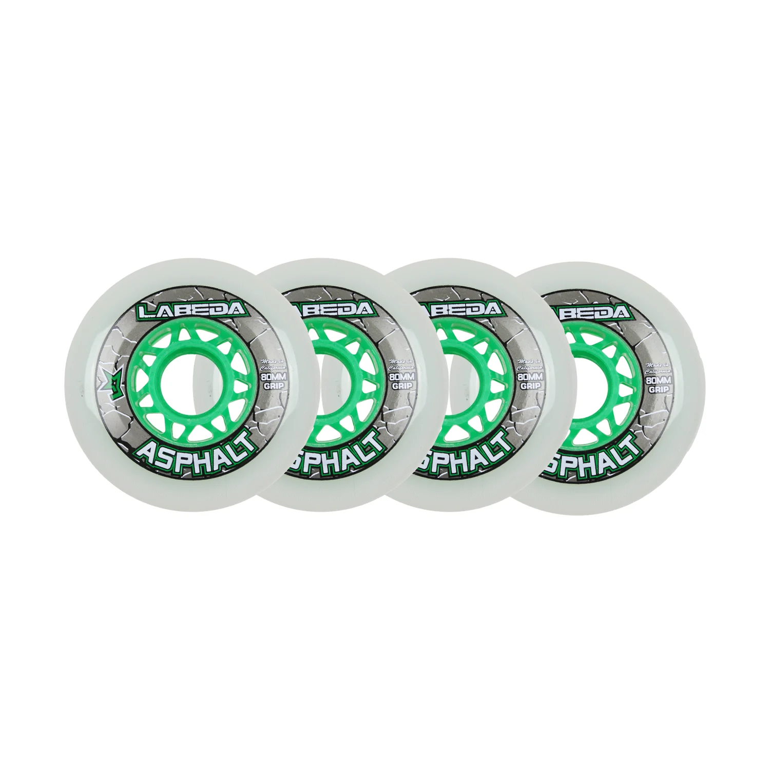Labeda Roller Hockey Wheels - Asphalt Gripper 80mm 83A White (4-Pack)
