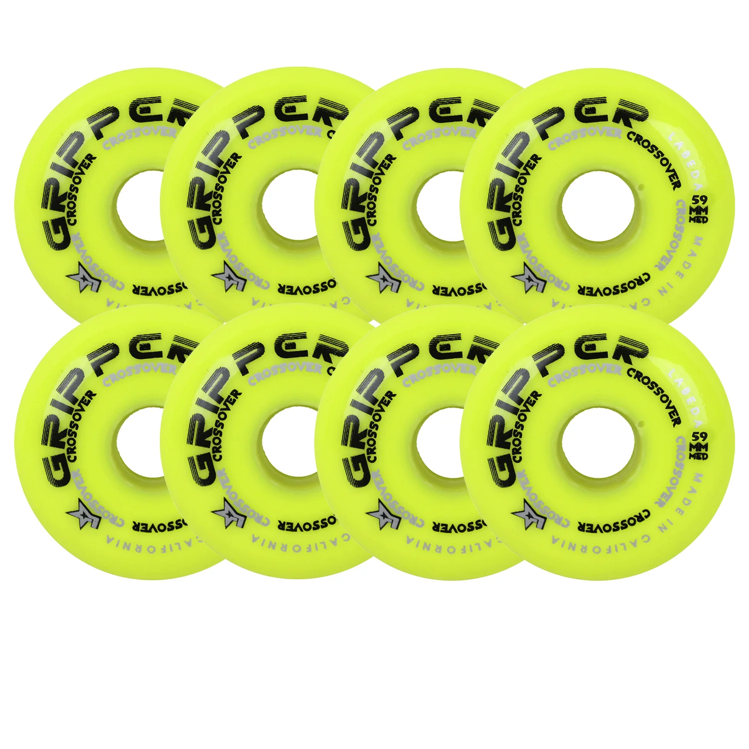 Labeda Roller Hockey Wheels - Gripper Crossover 59mm 80A Yellow (8-Pack)