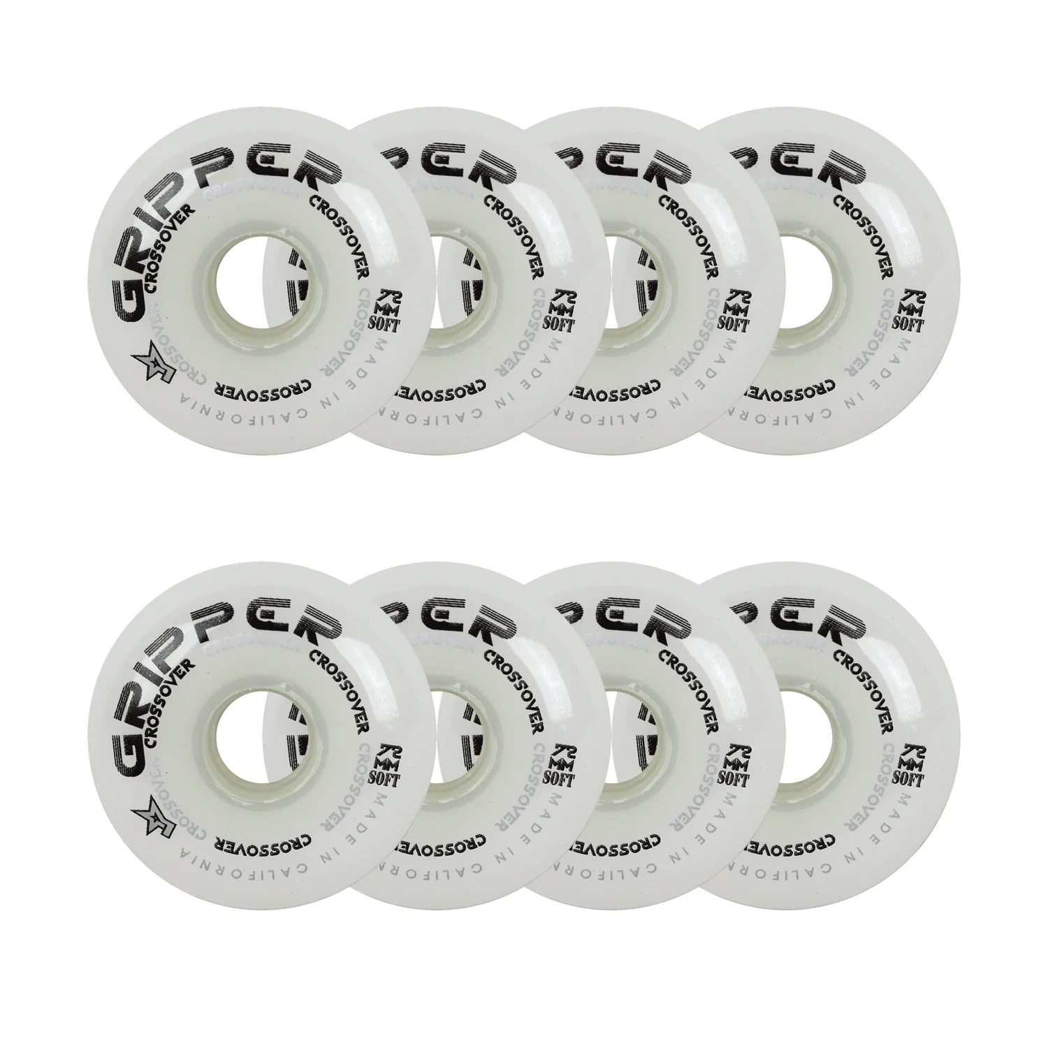 Labeda Roller Hockey Wheels - Gripper Crossover 72mm 76A White (8-Pack)