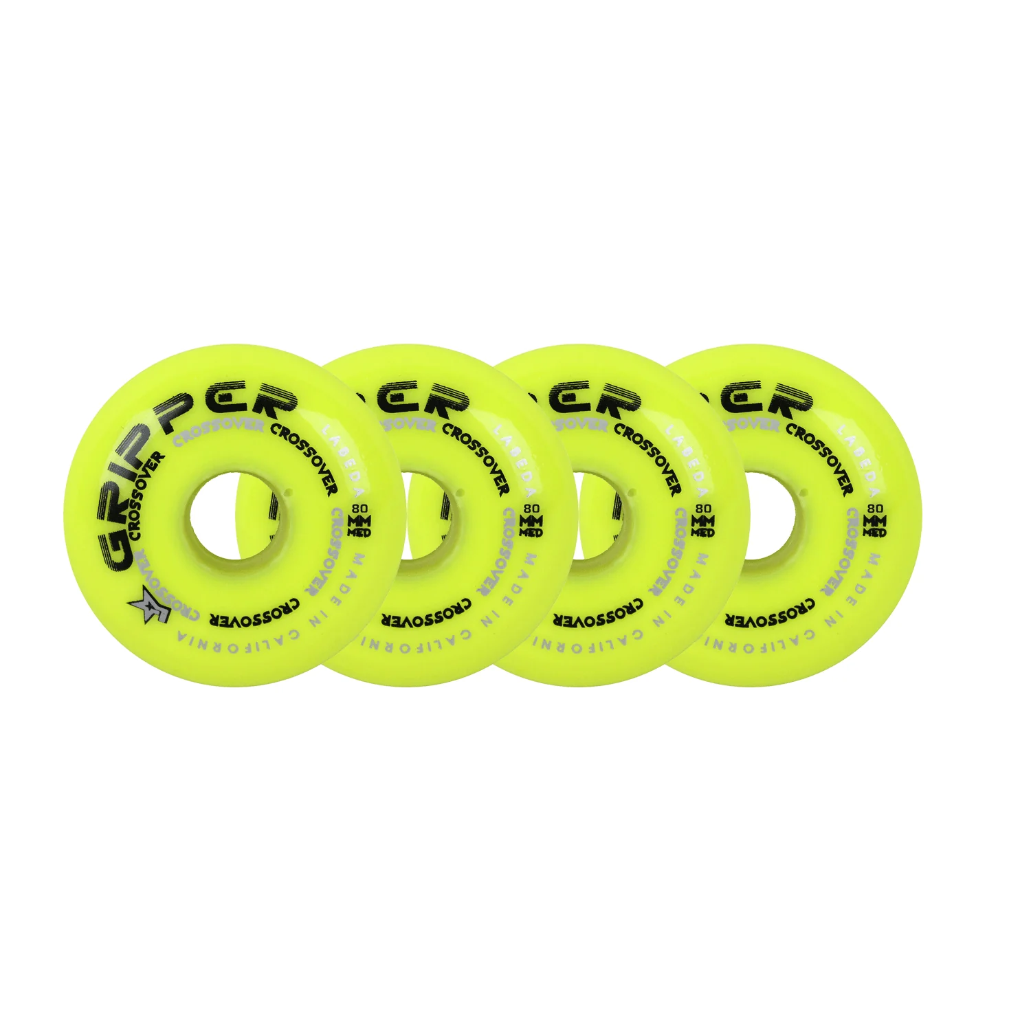 Labeda Roller Hockey Wheels - Gripper Crossover 76/80 HiLo 80A Yellow (8-Pack) - Image 2