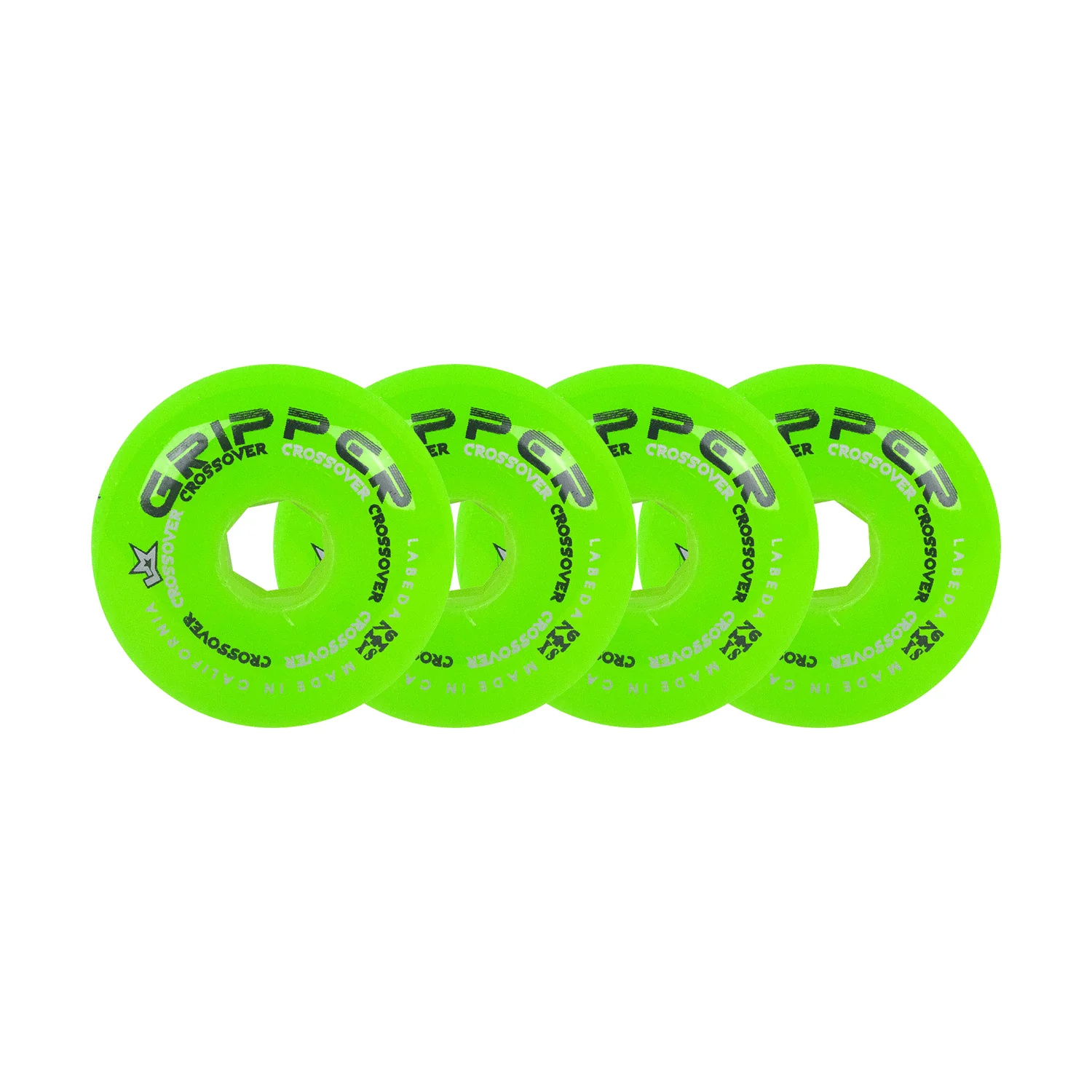 Labeda Roller Hockey Wheels - Gripper Crossover 76mm 74A Green (4-Pack)