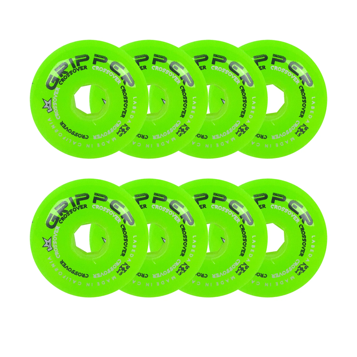 Labeda Roller Hockey Wheels - Gripper Crossover 76mm 74A Green (8-Pack)