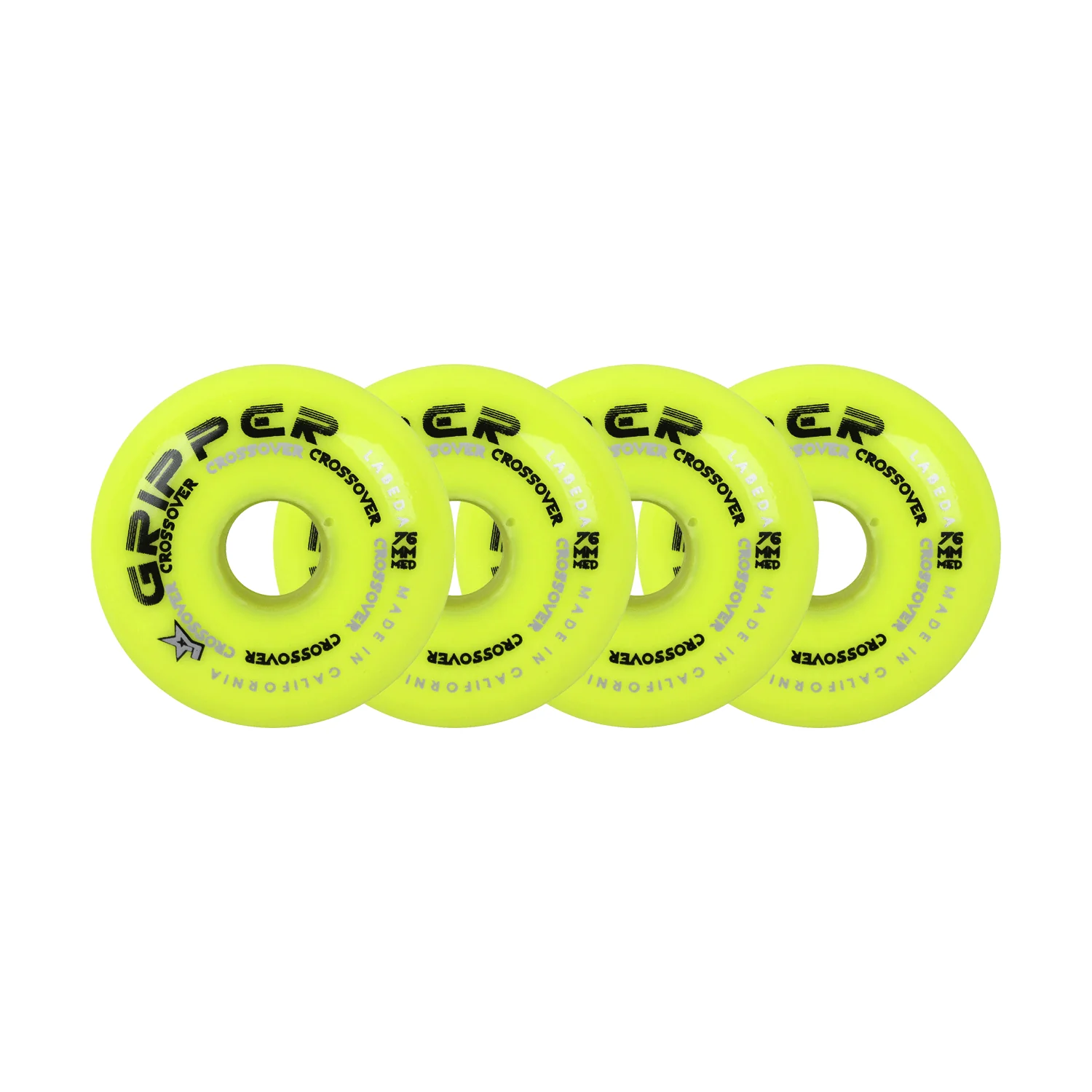 Labeda Roller Hockey Wheels - Gripper Crossover 76mm 80A Yellow (4-Pack)