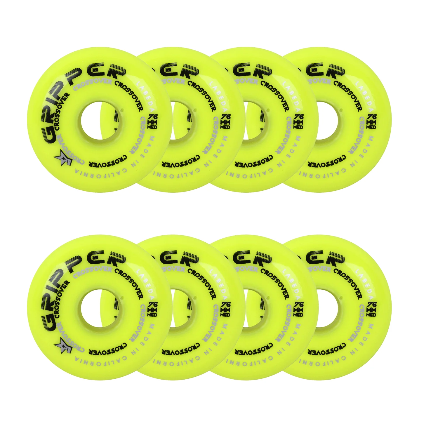 Labeda Roller Hockey Wheels - Gripper Crossover 76mm 80A Yellow (8-Pack)