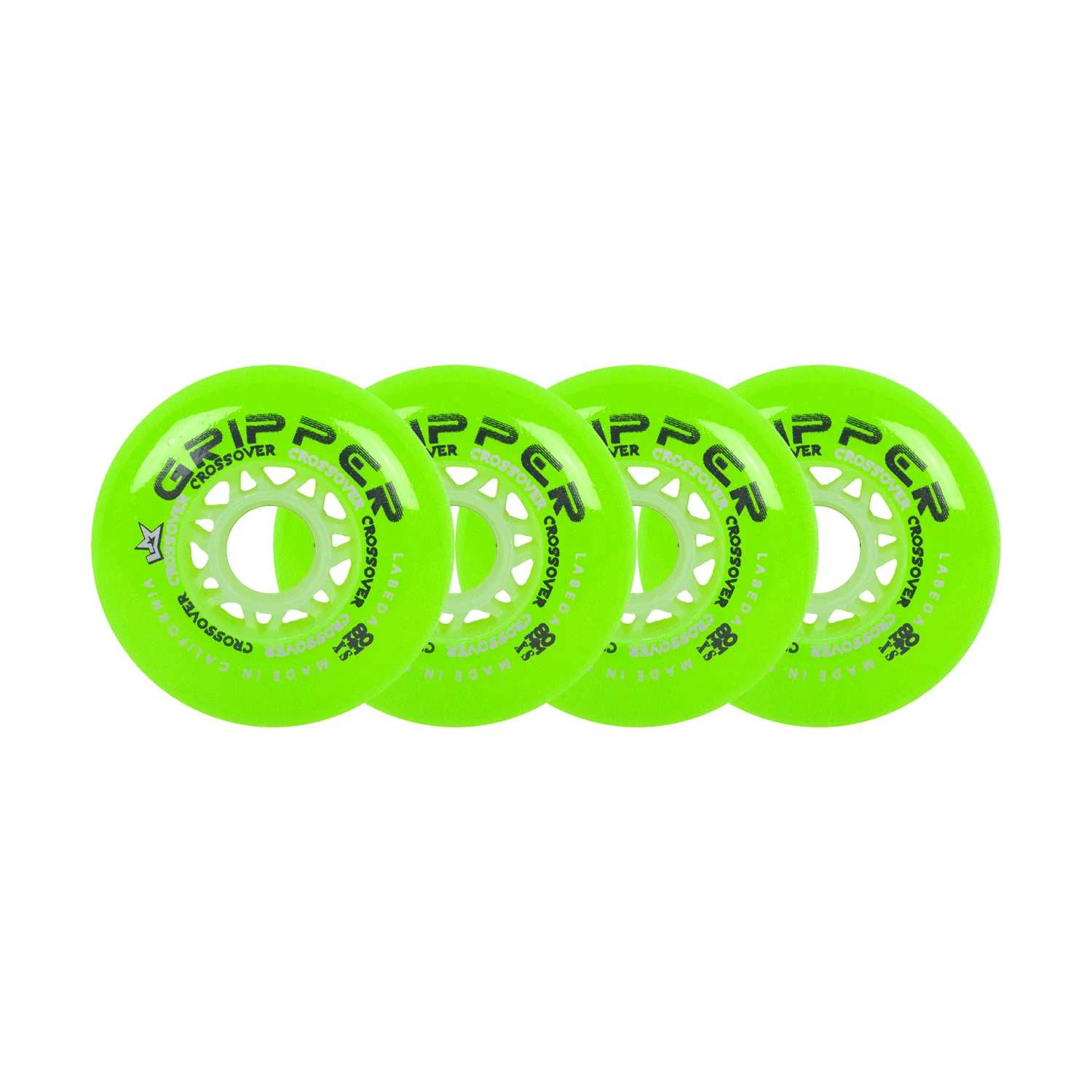 Labeda Roller Hockey Wheels - Gripper Crossover 80mm 74A Green (4-Pack)
