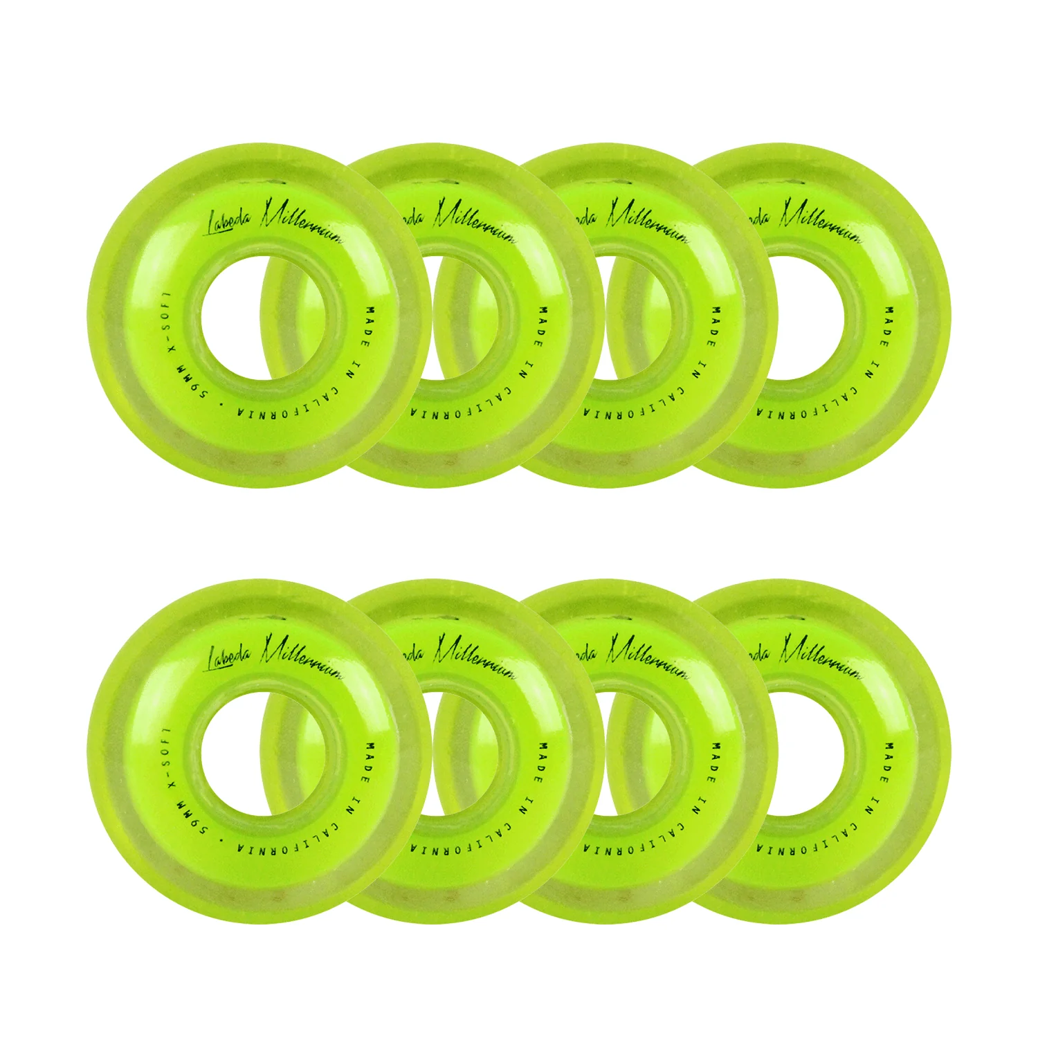 Labeda Roller Hockey Wheels - Millennium Gripper 59mm 74A Green (8-Pack)