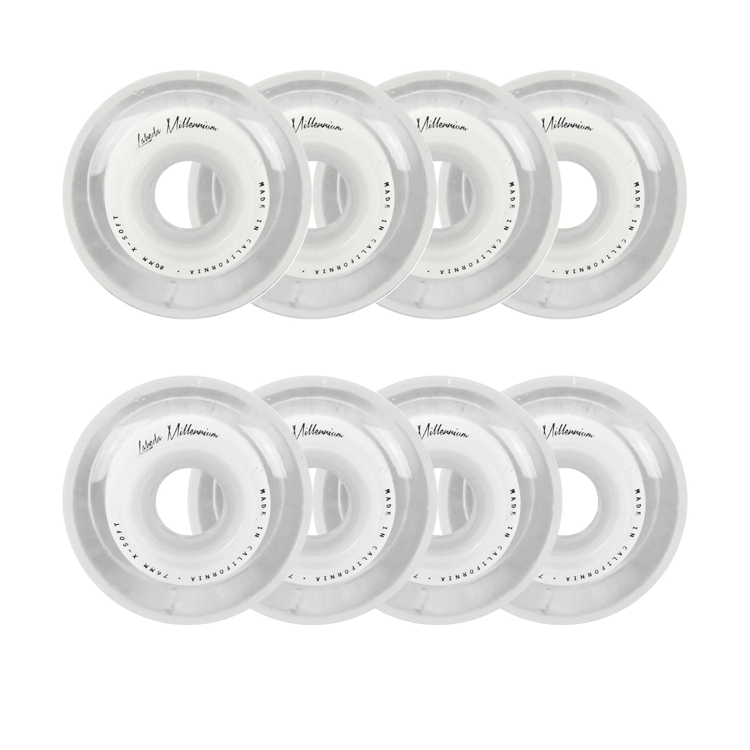 Labeda Roller Hockey Wheels - Millennium Gripper 72/80 HiLo 74A White (8-Pack)
