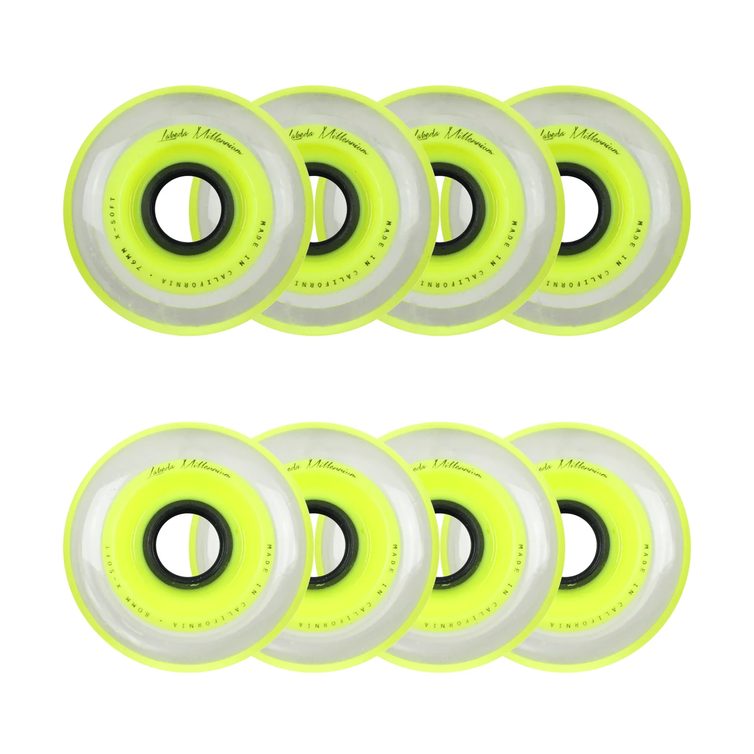 Labeda Roller Hockey Wheels - Millennium Gripper 72/80 HiLo 74A Yellow (8-Pack)