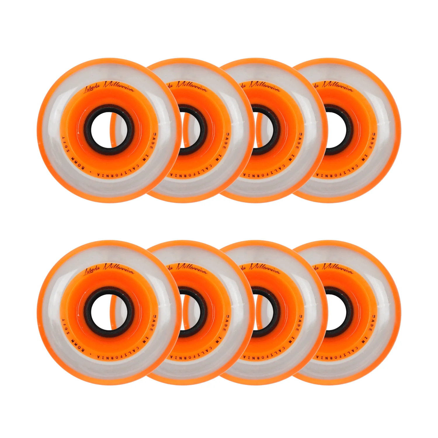 Labeda Roller Hockey Wheels - Millennium Gripper 80mm 76A Orange (8-Pack)