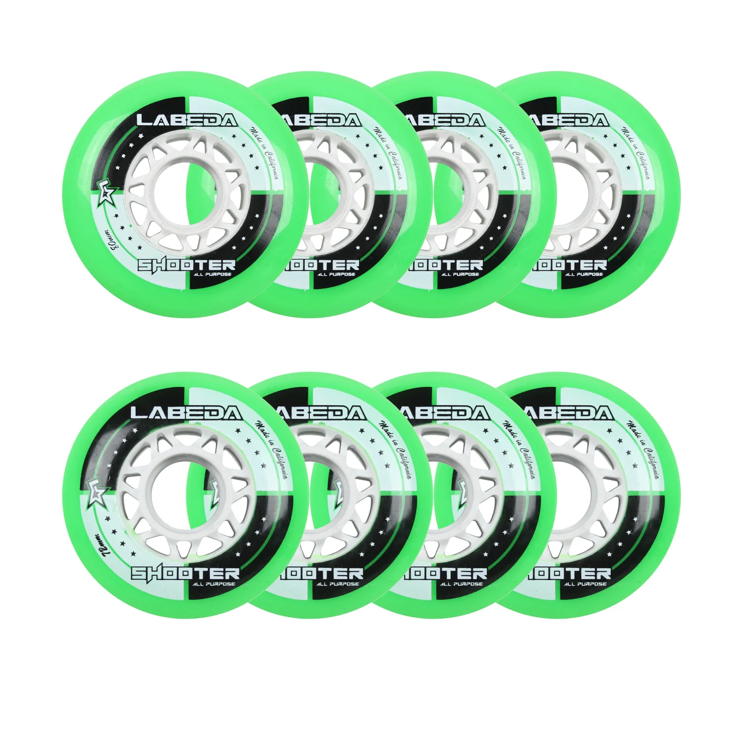 Labeda Roller Hockey Wheels - Shooter 72/80 HiLo 83A Green (8-Pack)