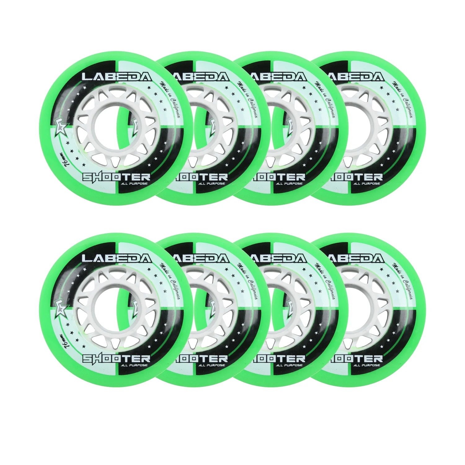 Labeda Roller Hockey Wheels - Shooter 76mm 83A Green (8-Pack)