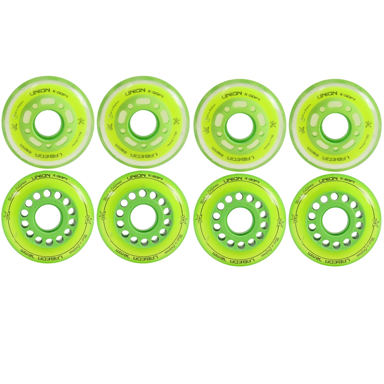 Labeda Roller Hockey Wheels - Union 68/72 Youth HiLo 74A Green (8-Pack)
