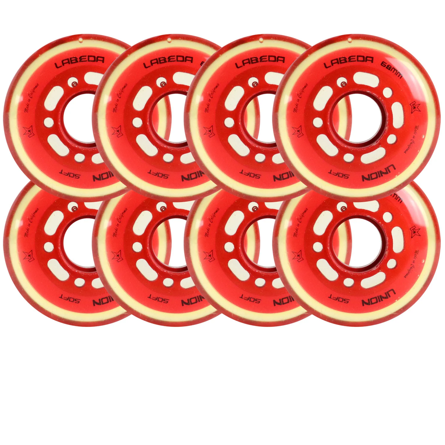 Labeda Roller Hockey Wheels - Union 68mm 74A Red (8-Pack)