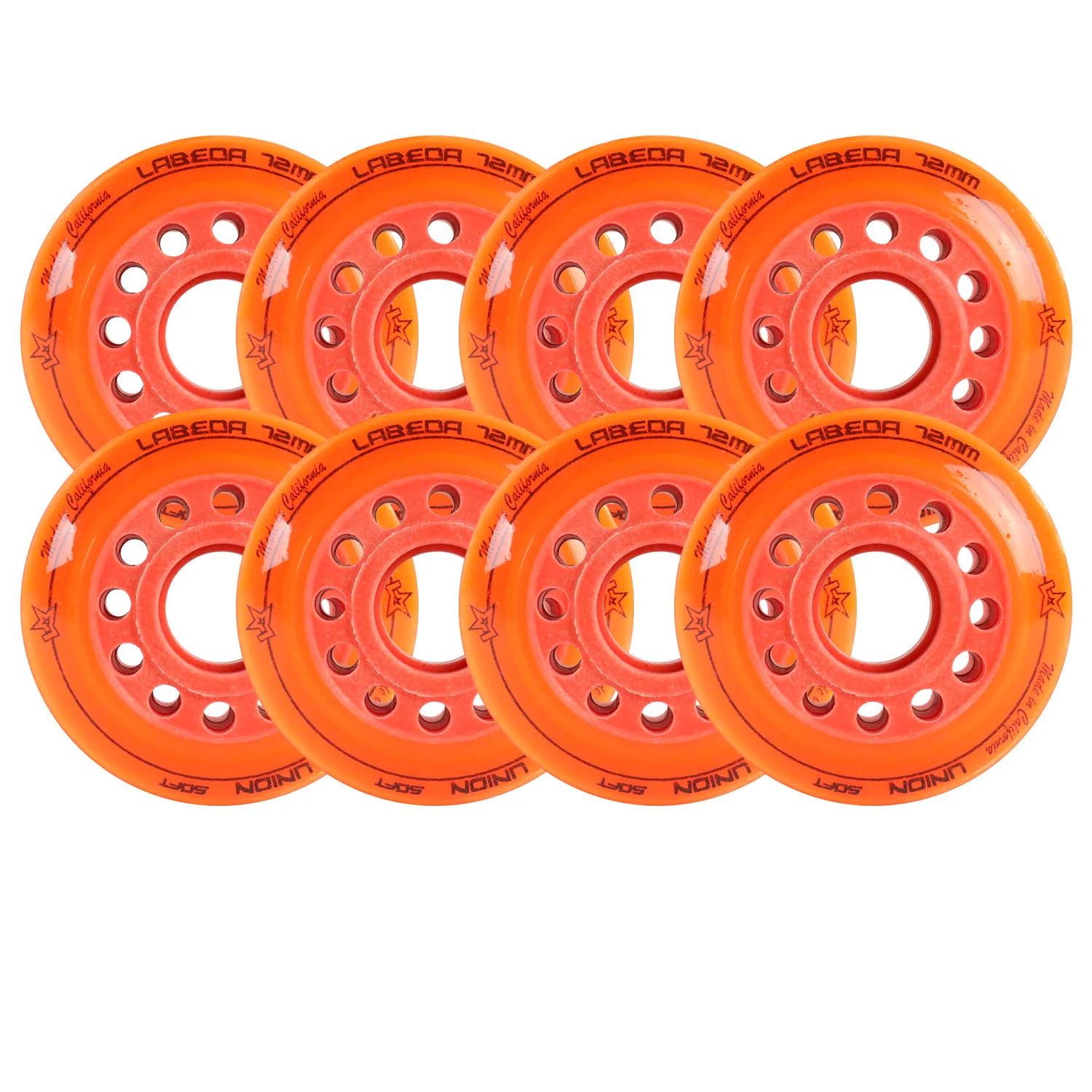 Labeda Roller Hockey Wheels - Union 72mm 76A Orange (8-Pack)
