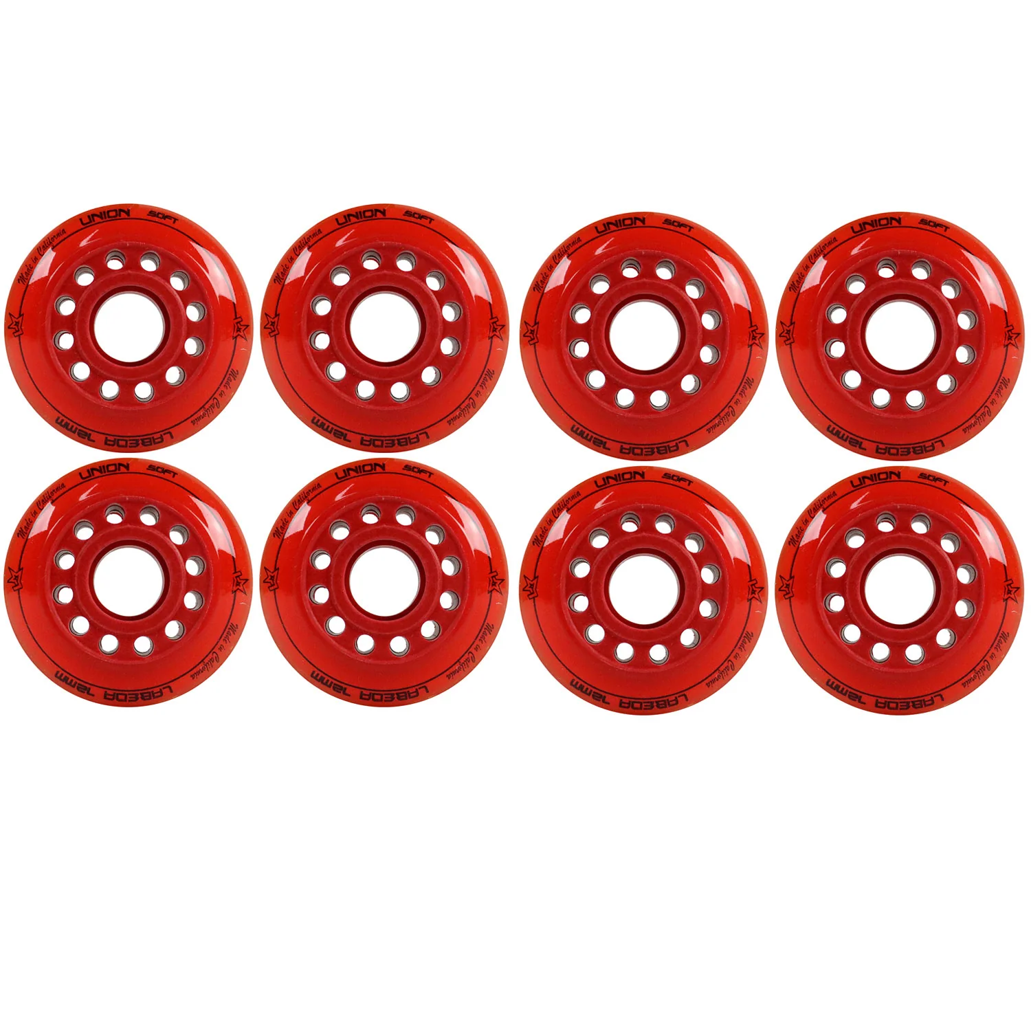 Labeda Roller Hockey Wheels - Union 72mm 76A Red (8-Pack)