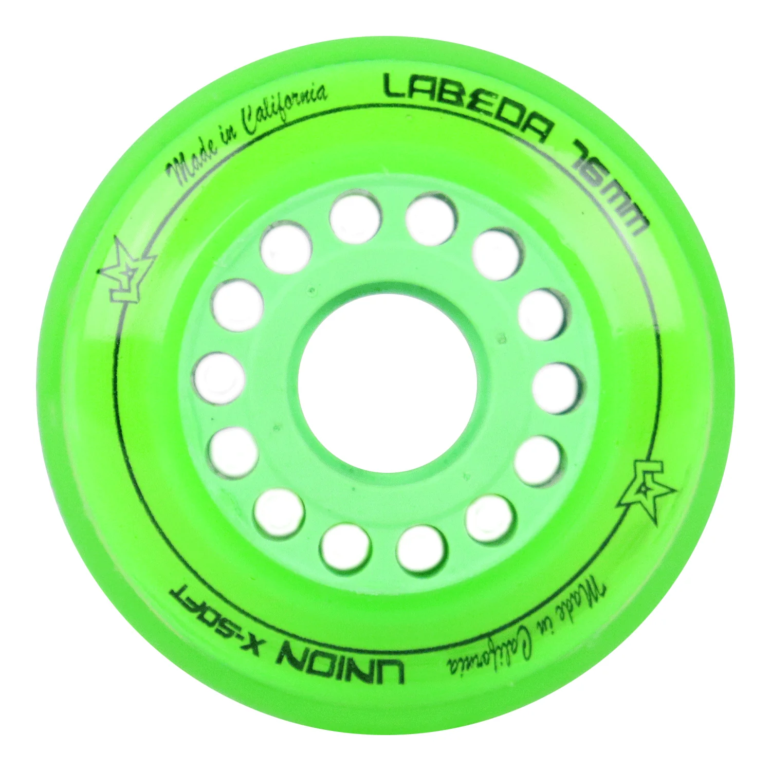 Labeda Roller Hockey Wheels - Union 76/80 HiLo X-Soft Green/White (8-Pack) - Image 2