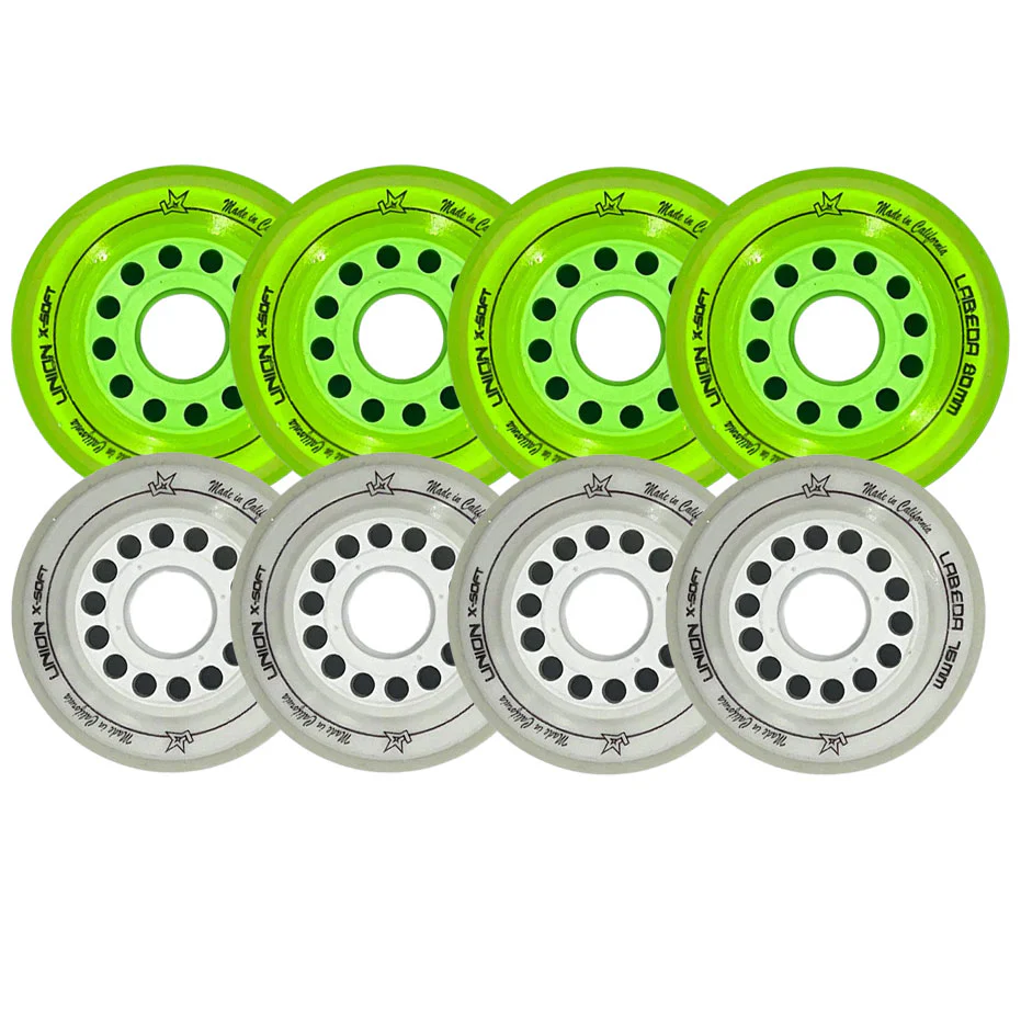 Labeda Roller Hockey Wheels - Union 76/80 HiLo X-Soft White/Green (8-Pack)