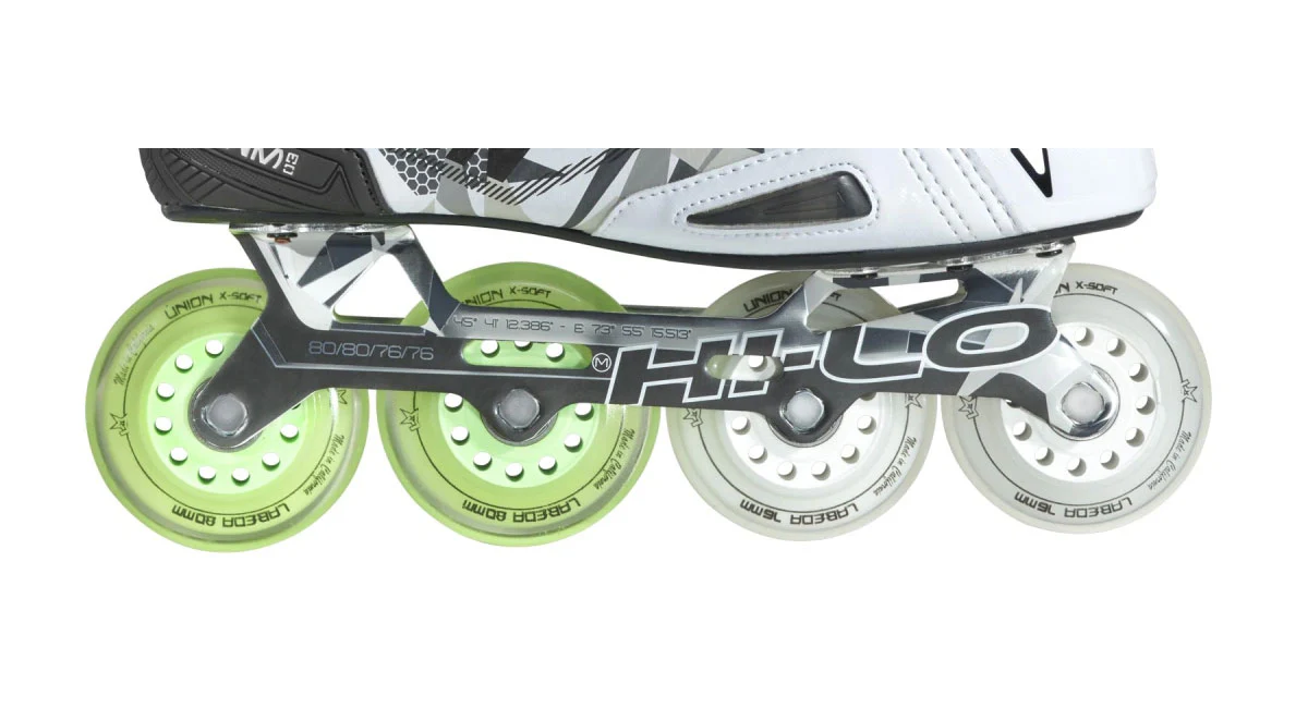 Labeda Roller Hockey Wheels - Union 76/80 HiLo X-Soft White/Green (8-Pack) - Image 5
